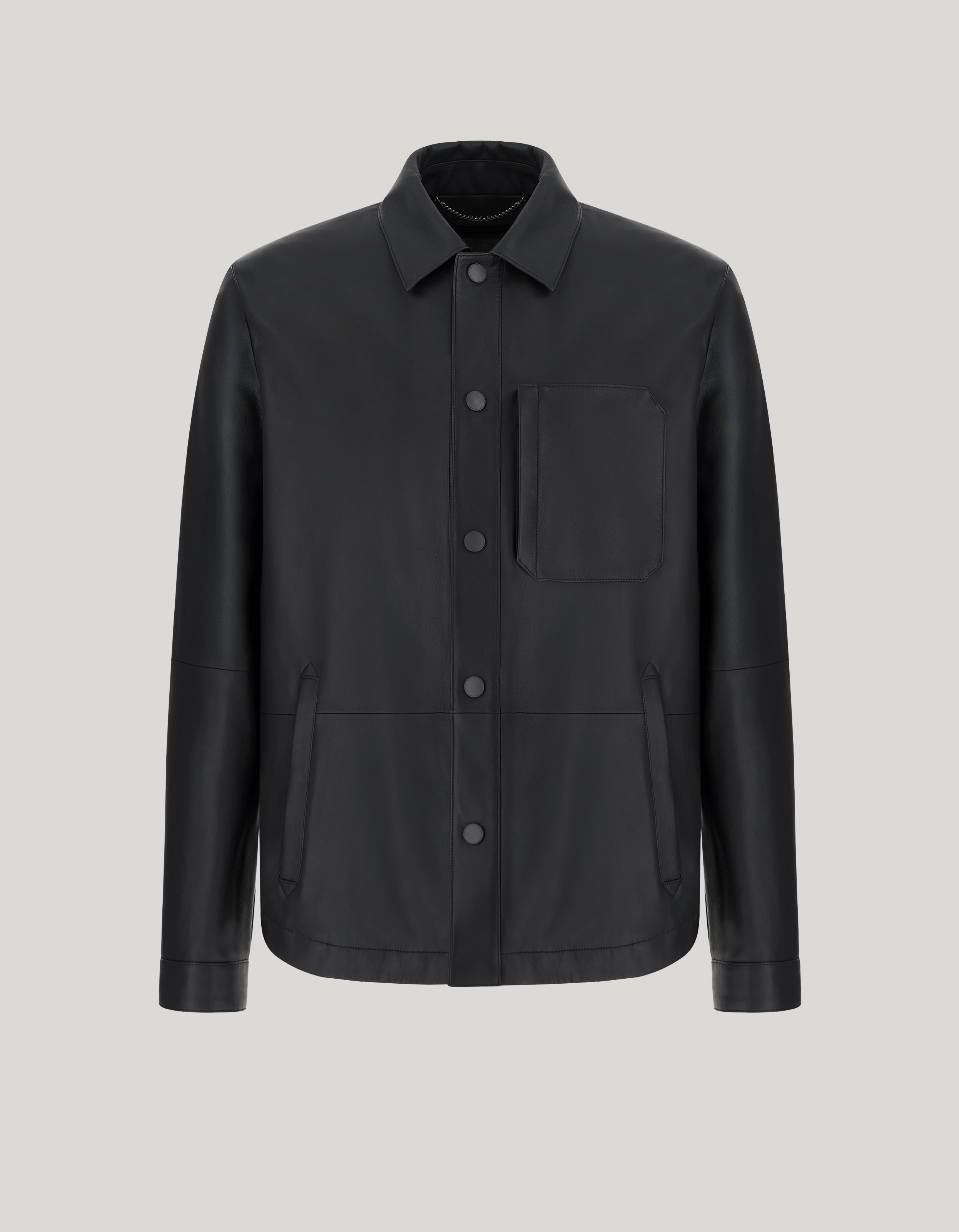 Blue nappa leather overshirt 