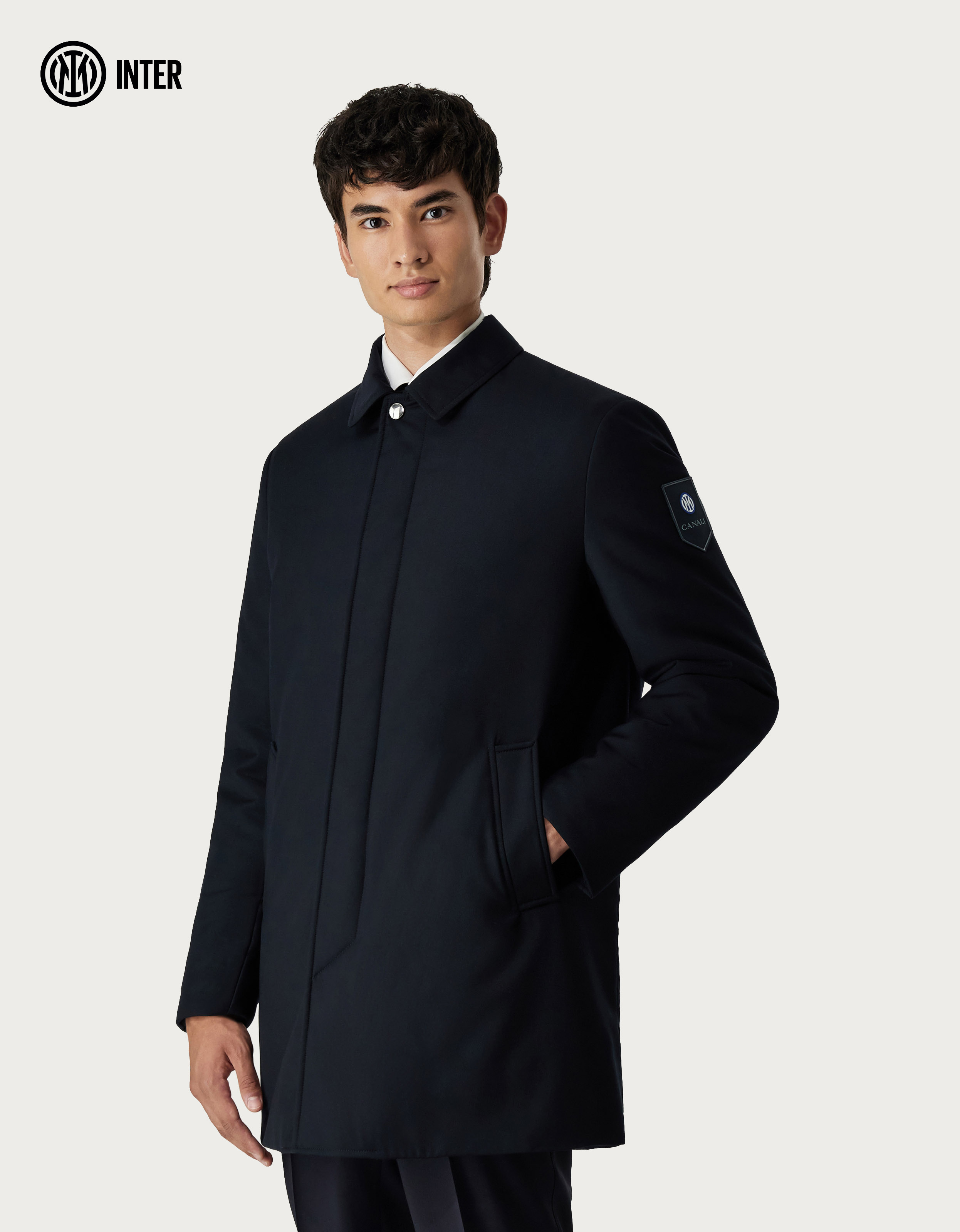 Car coat in a blue viscose blend - Inter collection