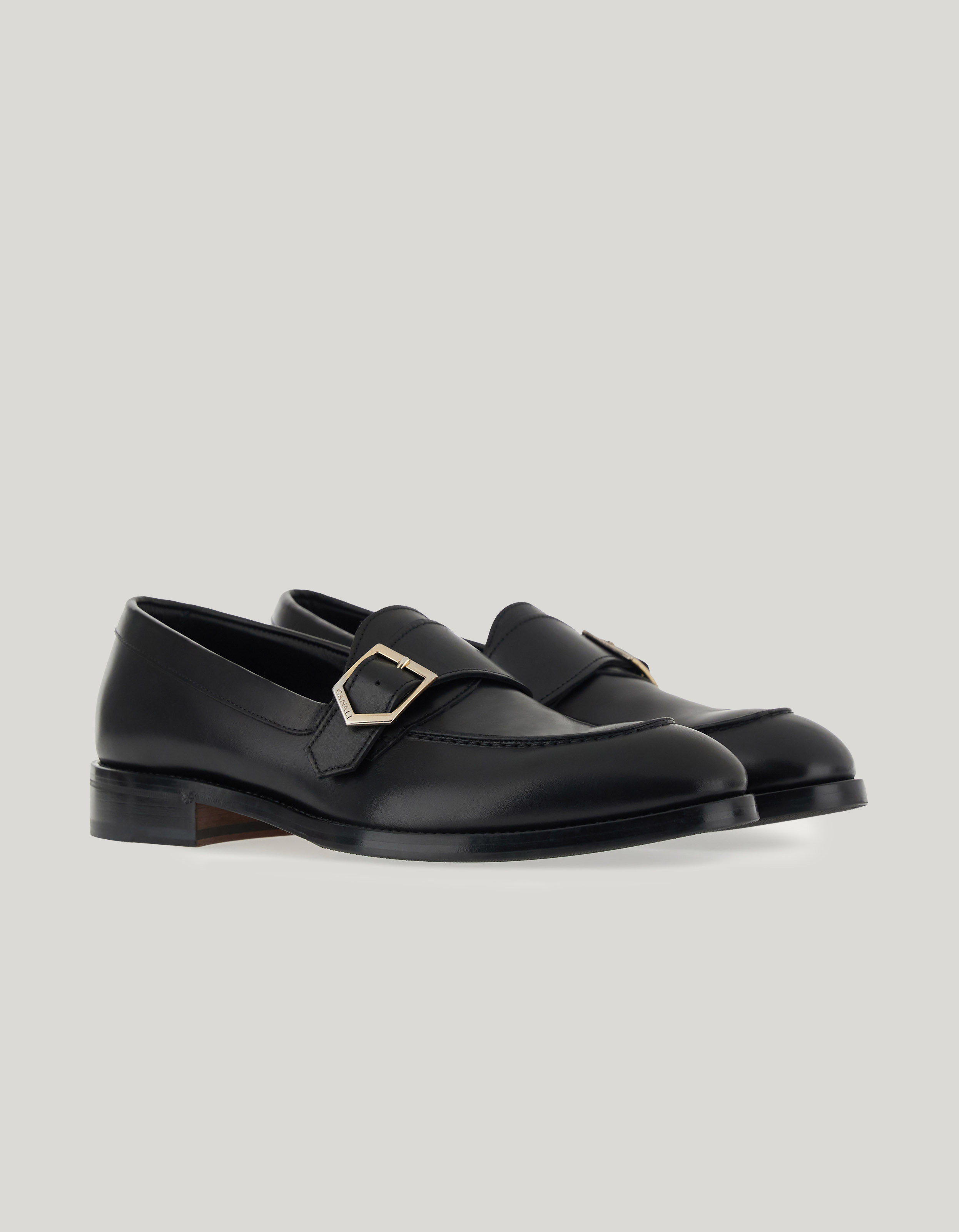 Black buffed calfskin loafers 