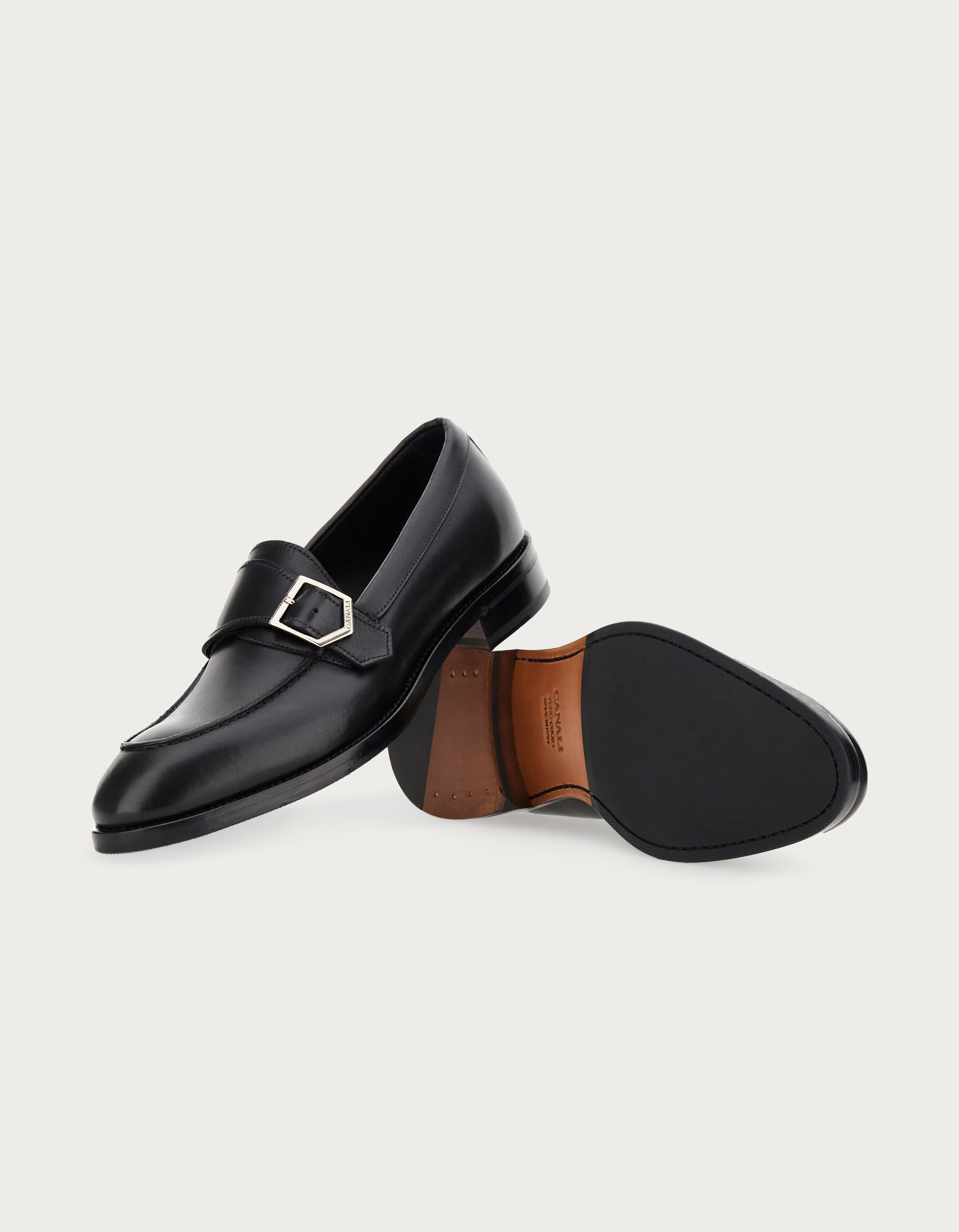 Black buffed calfskin loafers