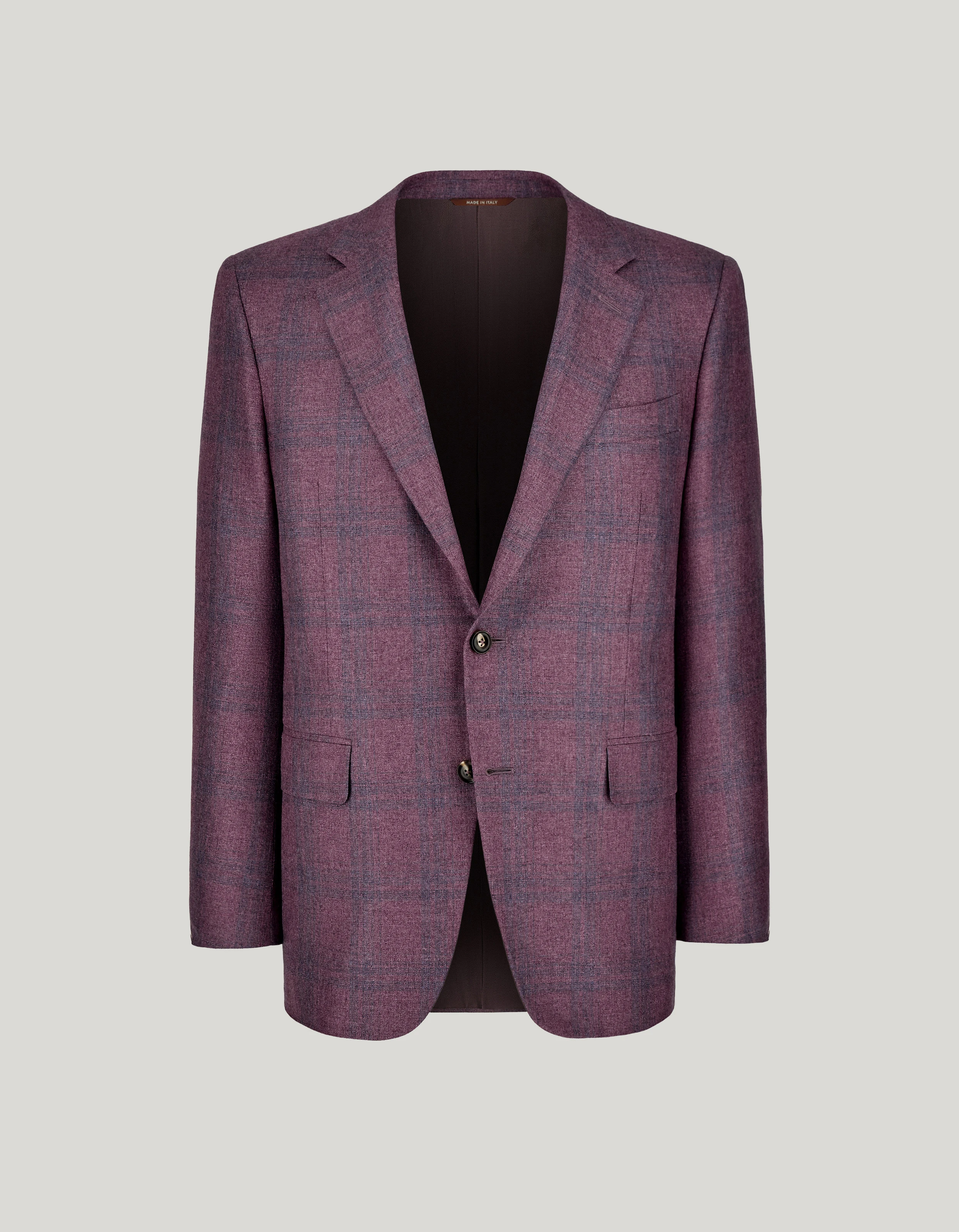 Purple and light blue overcheck blazer in silk and cashmere 