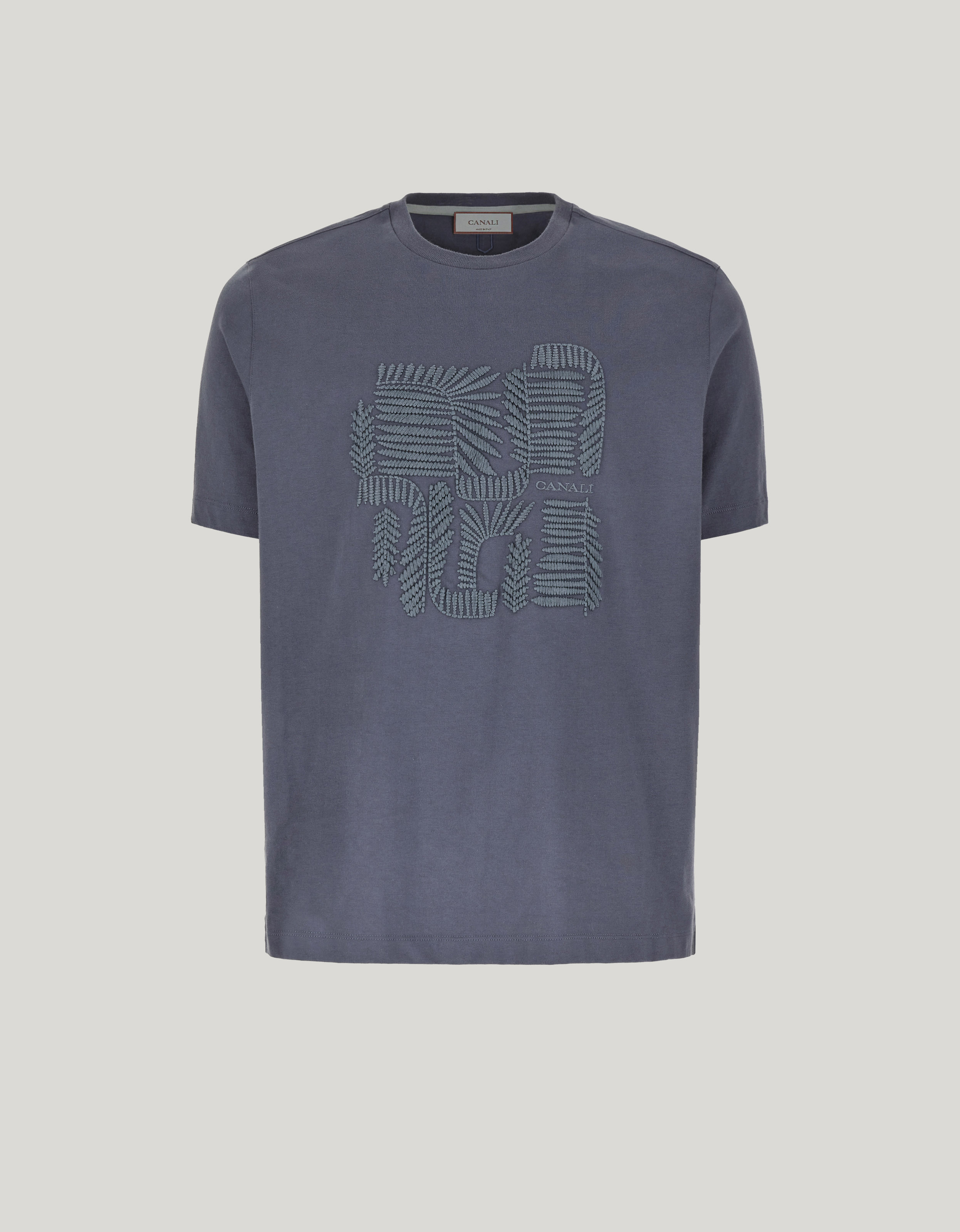 Avio cotton jersey T-shirt with ribbed collar and graphic embroidery 