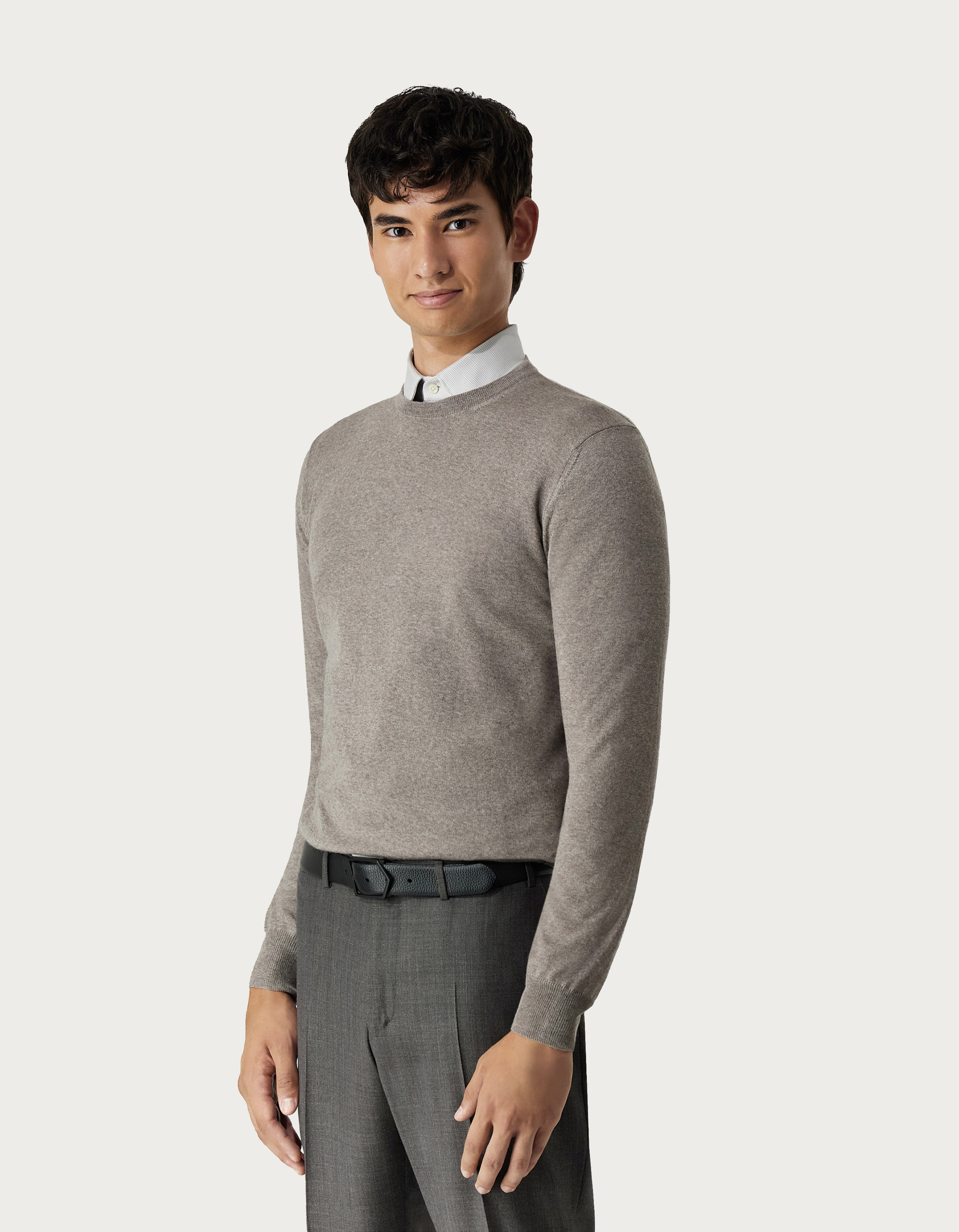 Pure wool crewneck taupe