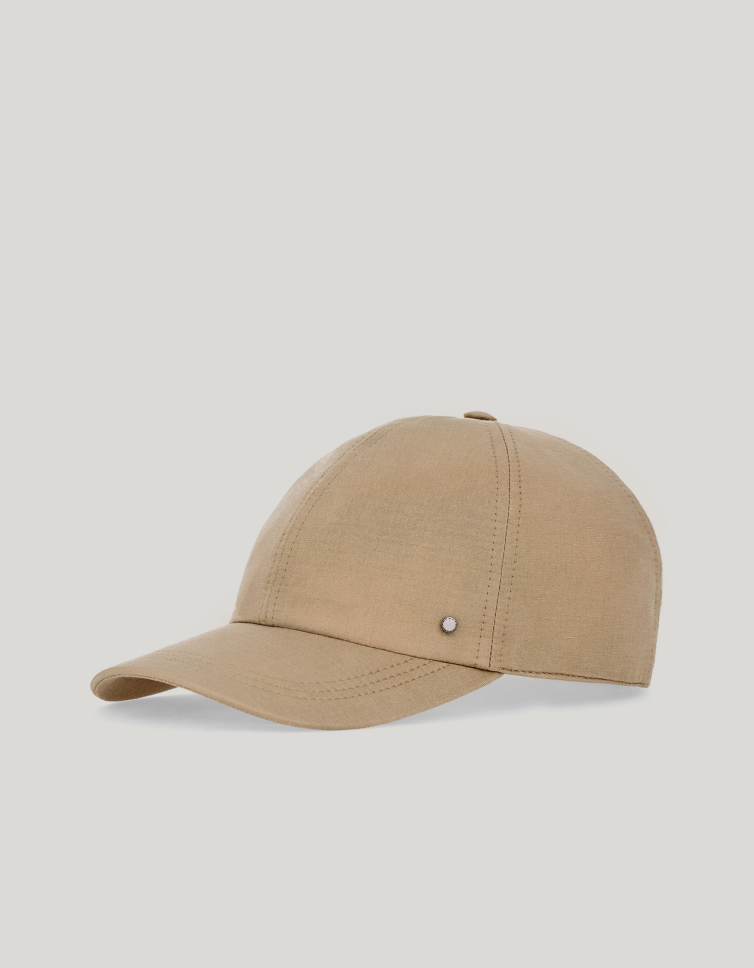 Taupe baseball cap with leather strap 