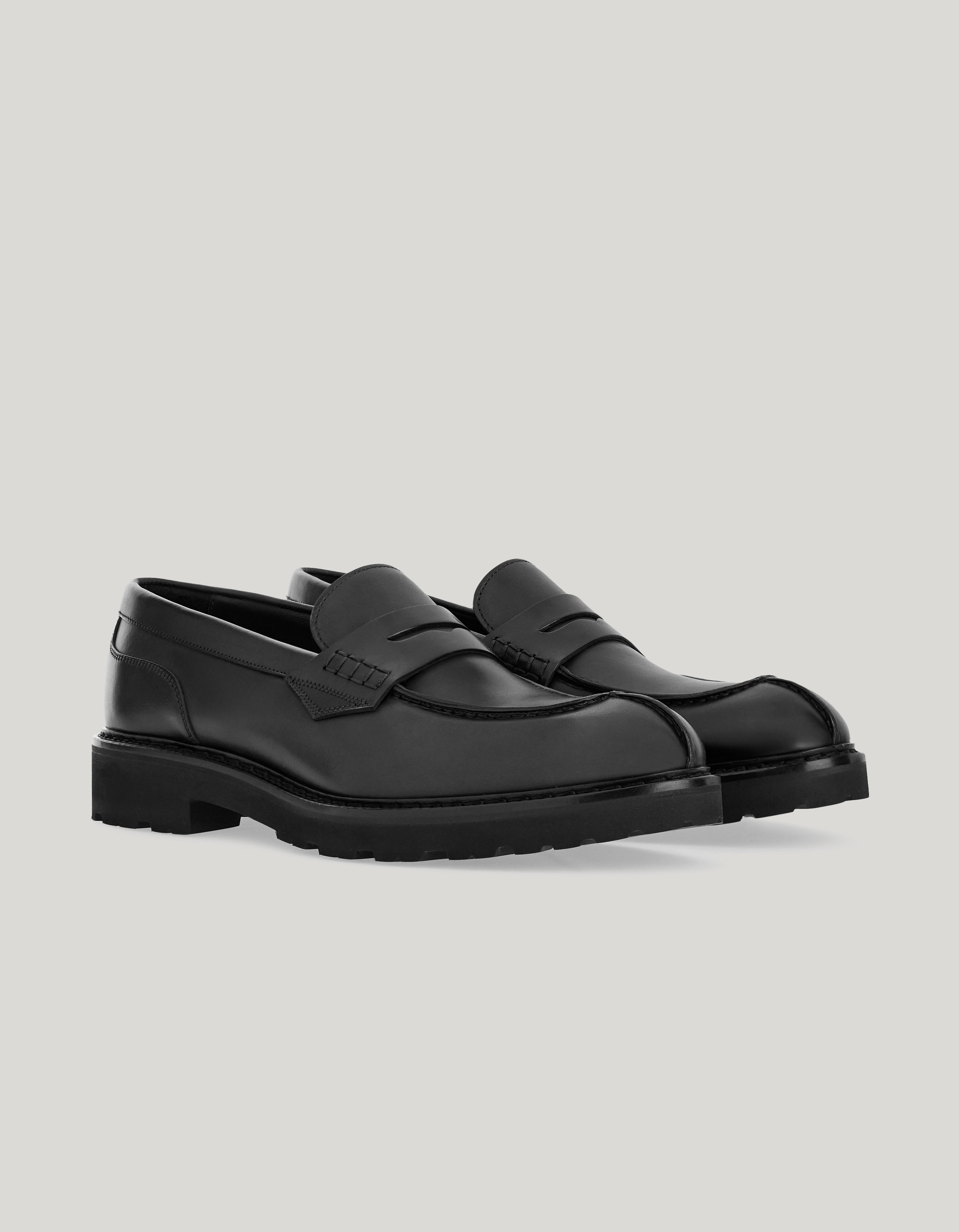 Black smooth calfskin College loafers with ultralight sole 