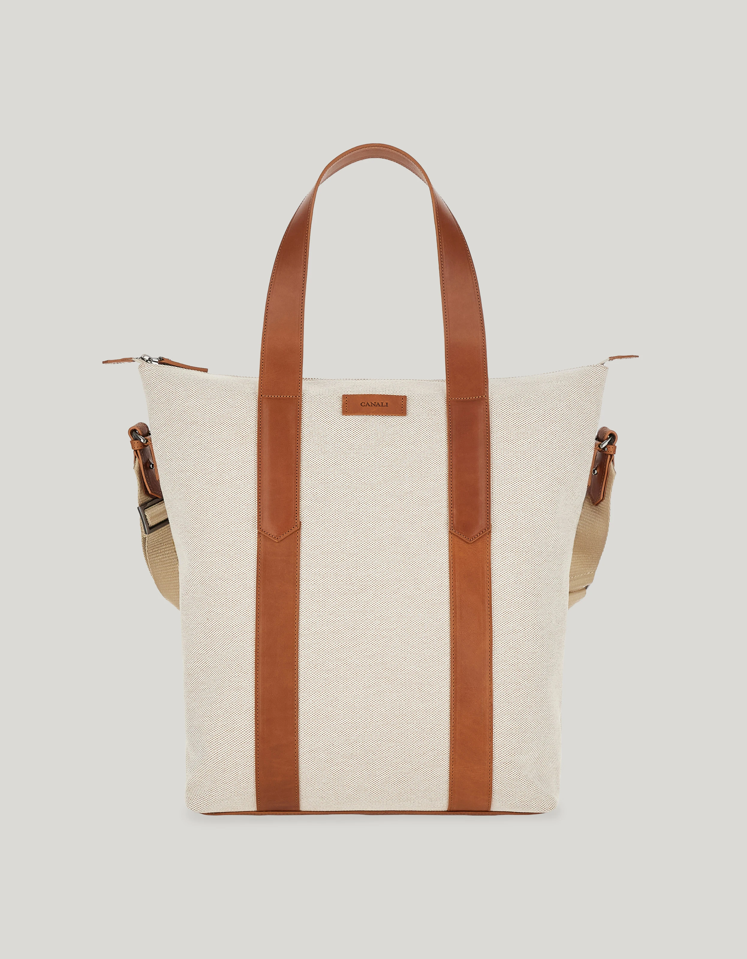Tote bag in cowhide and canvas skin 