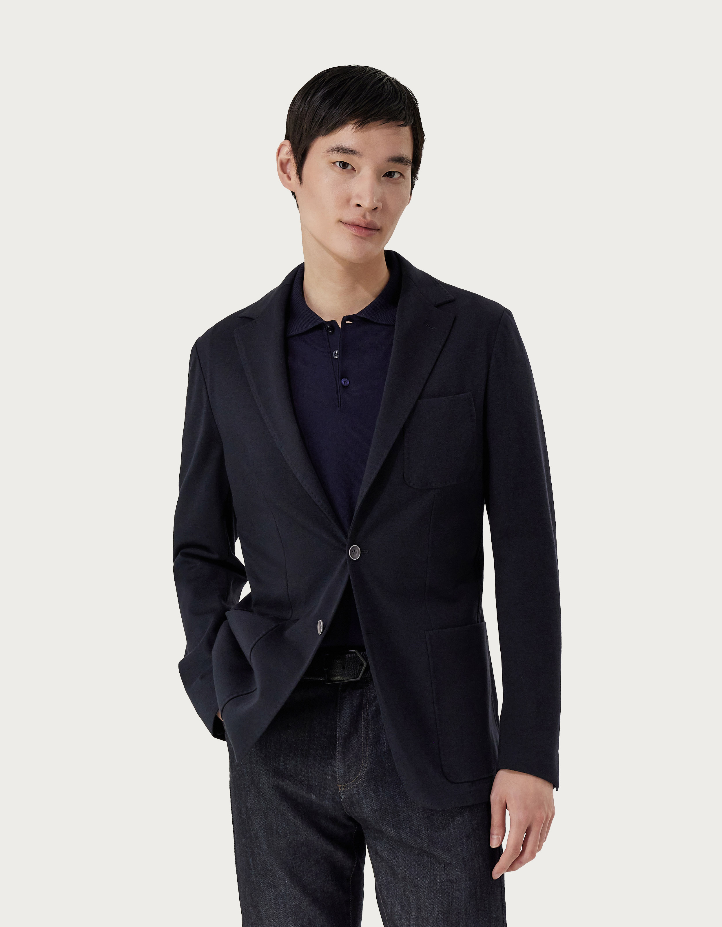 Blue jersey blazer