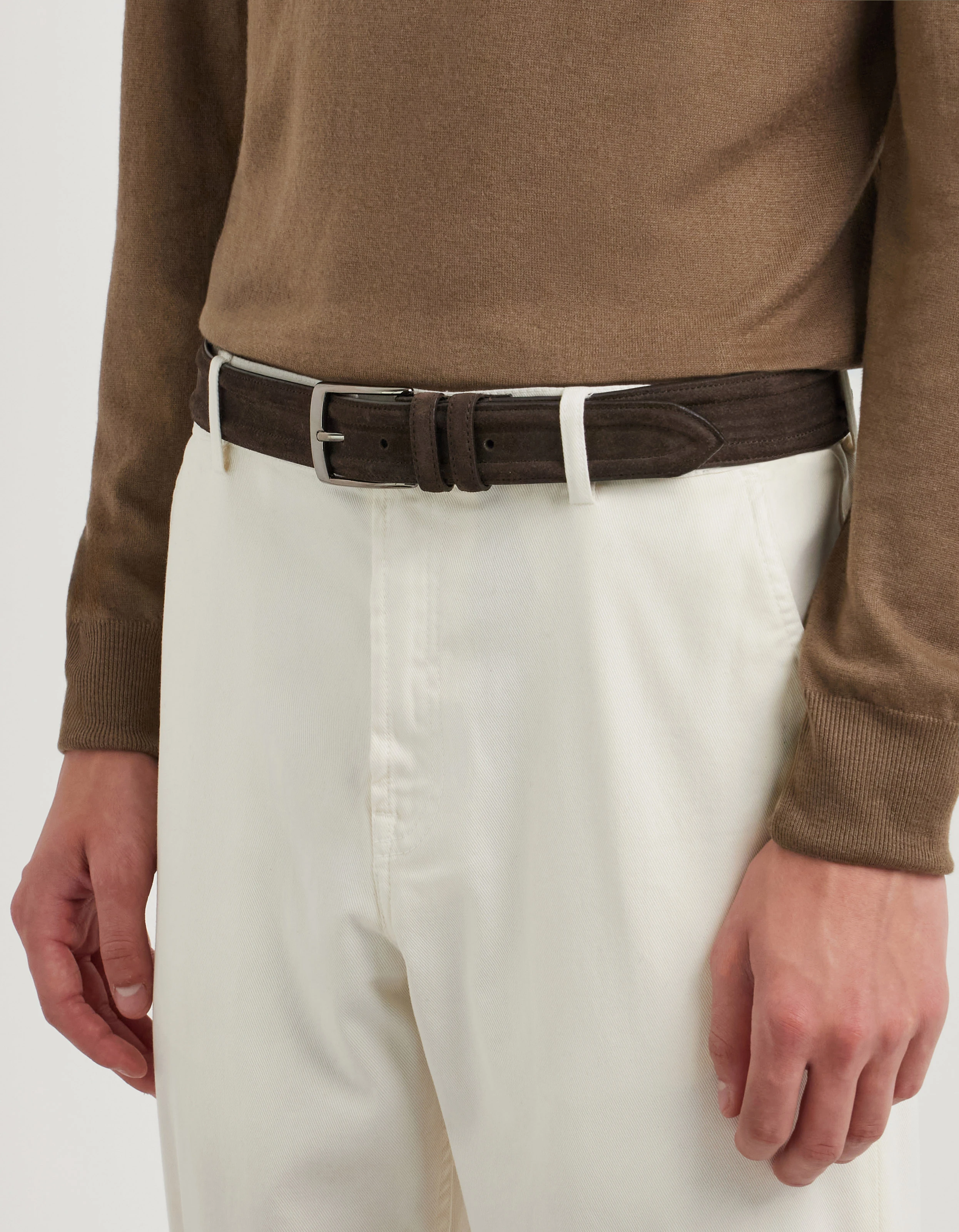 Suede calfskin belt with Double workmanship