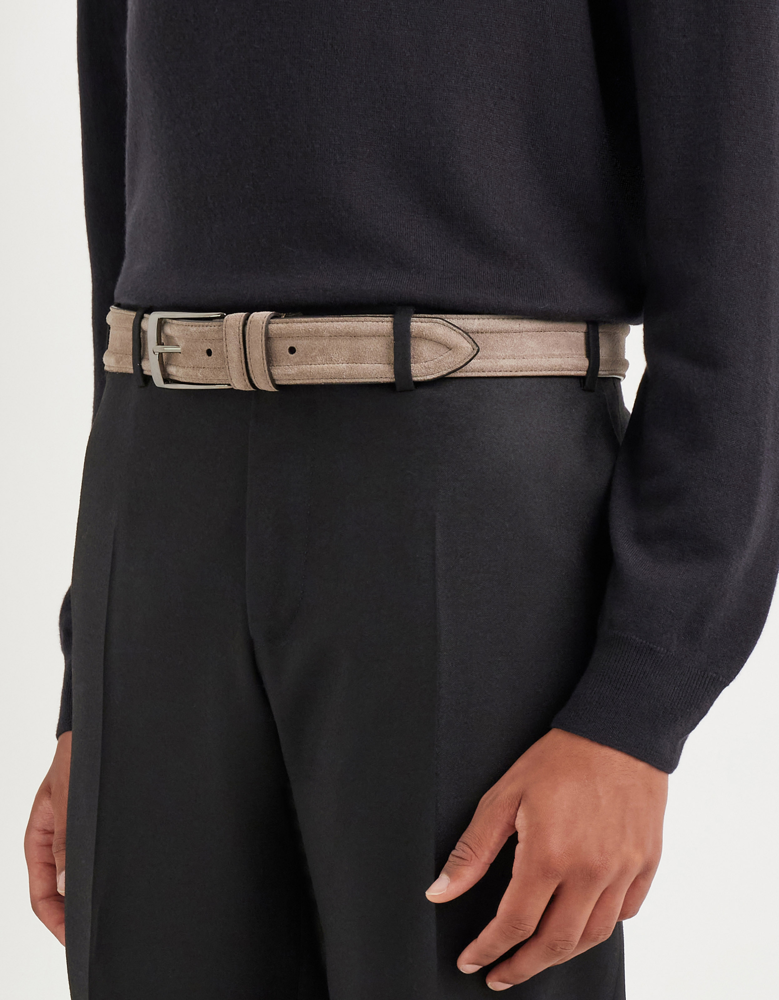 Suede calfskin belt with Double workmanship