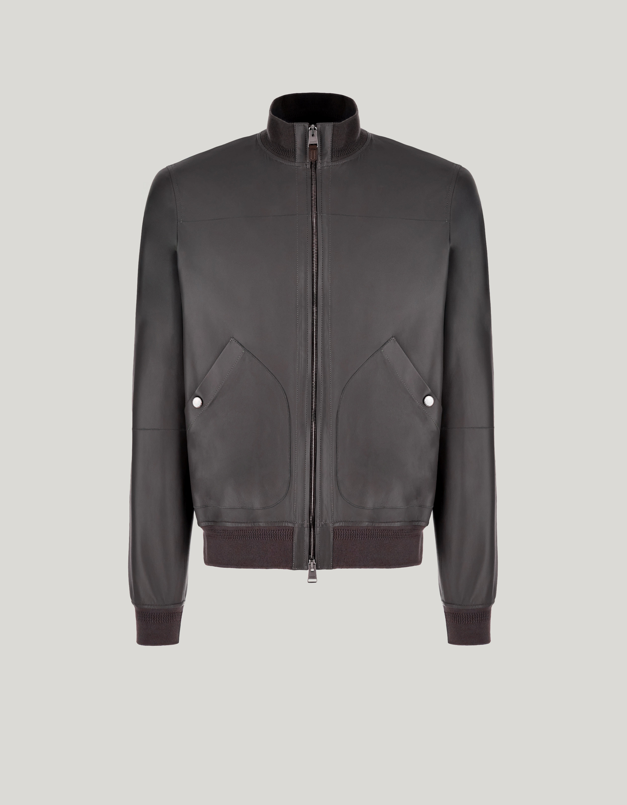 Canali Nuvola bomber jacket in brown nappa leather 