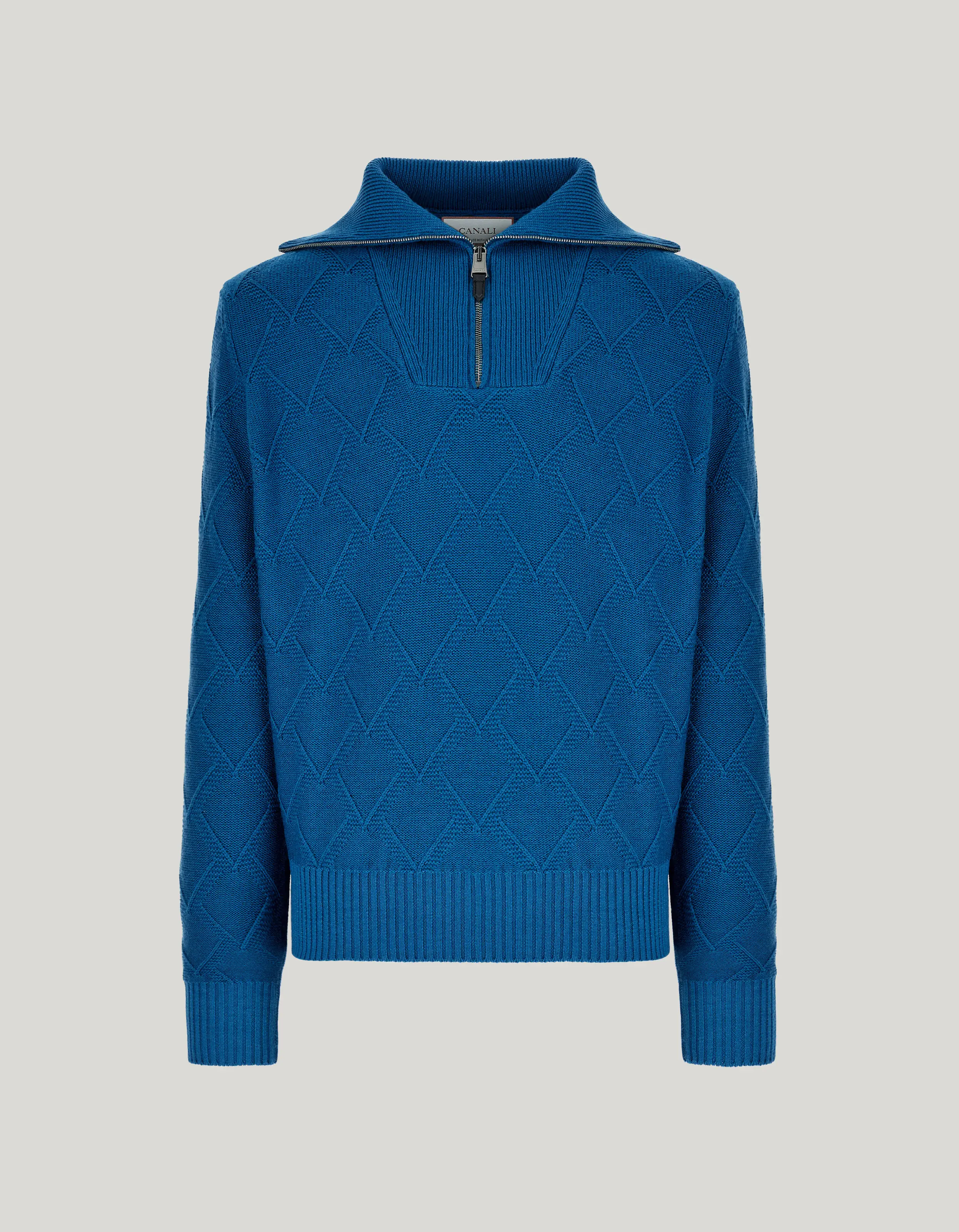 Wide structured teal suit in extrafine merino wool 
