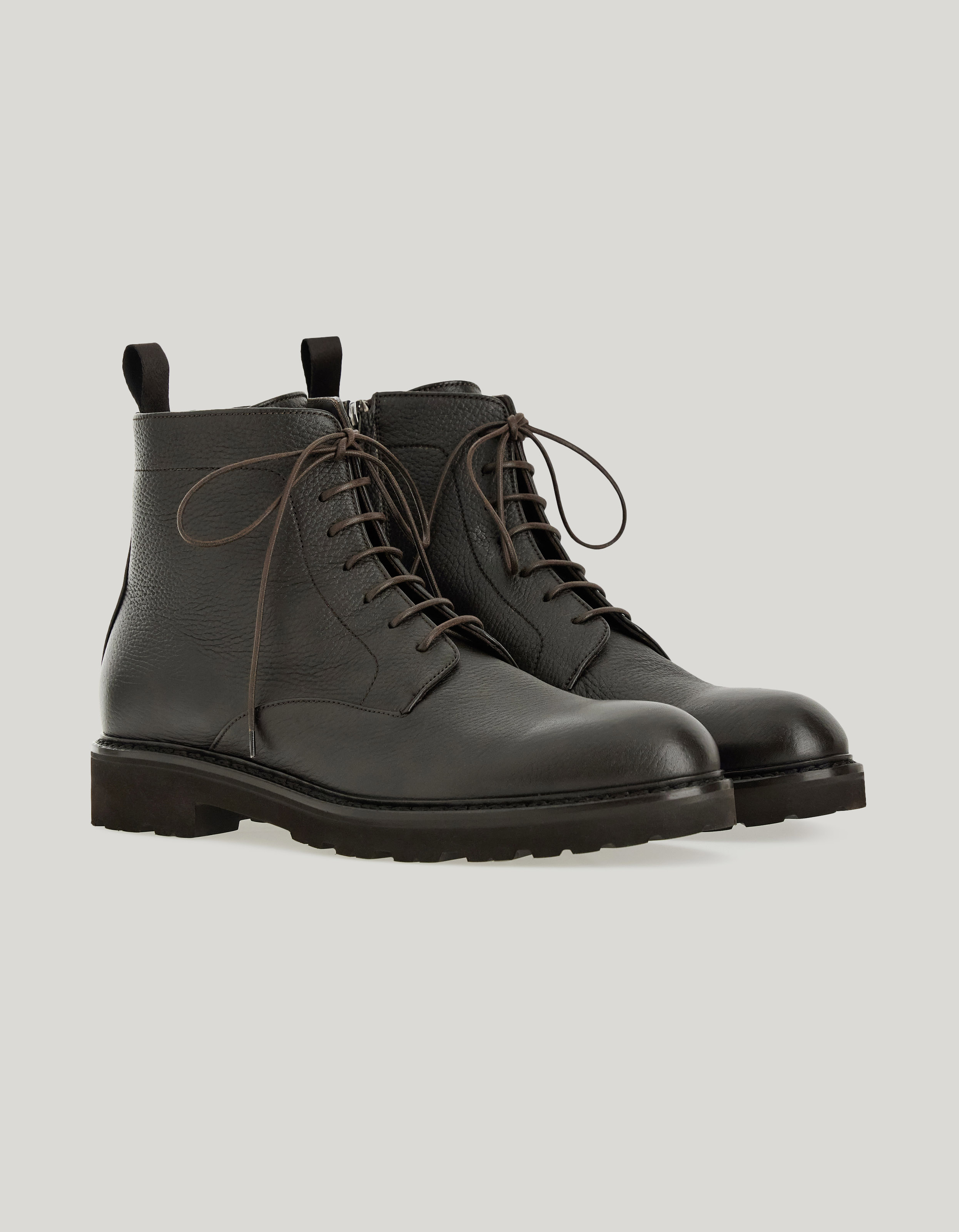 Dark brown deerskin ankle boot with EVA sole 