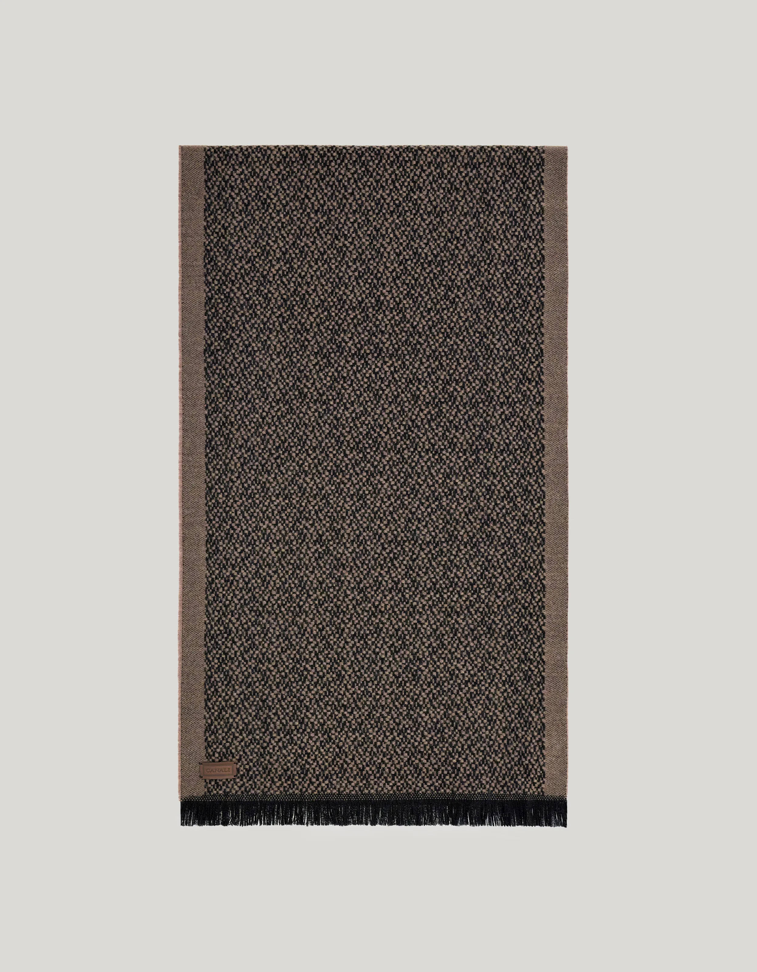 Brown micro textured virgin wool scarf 
