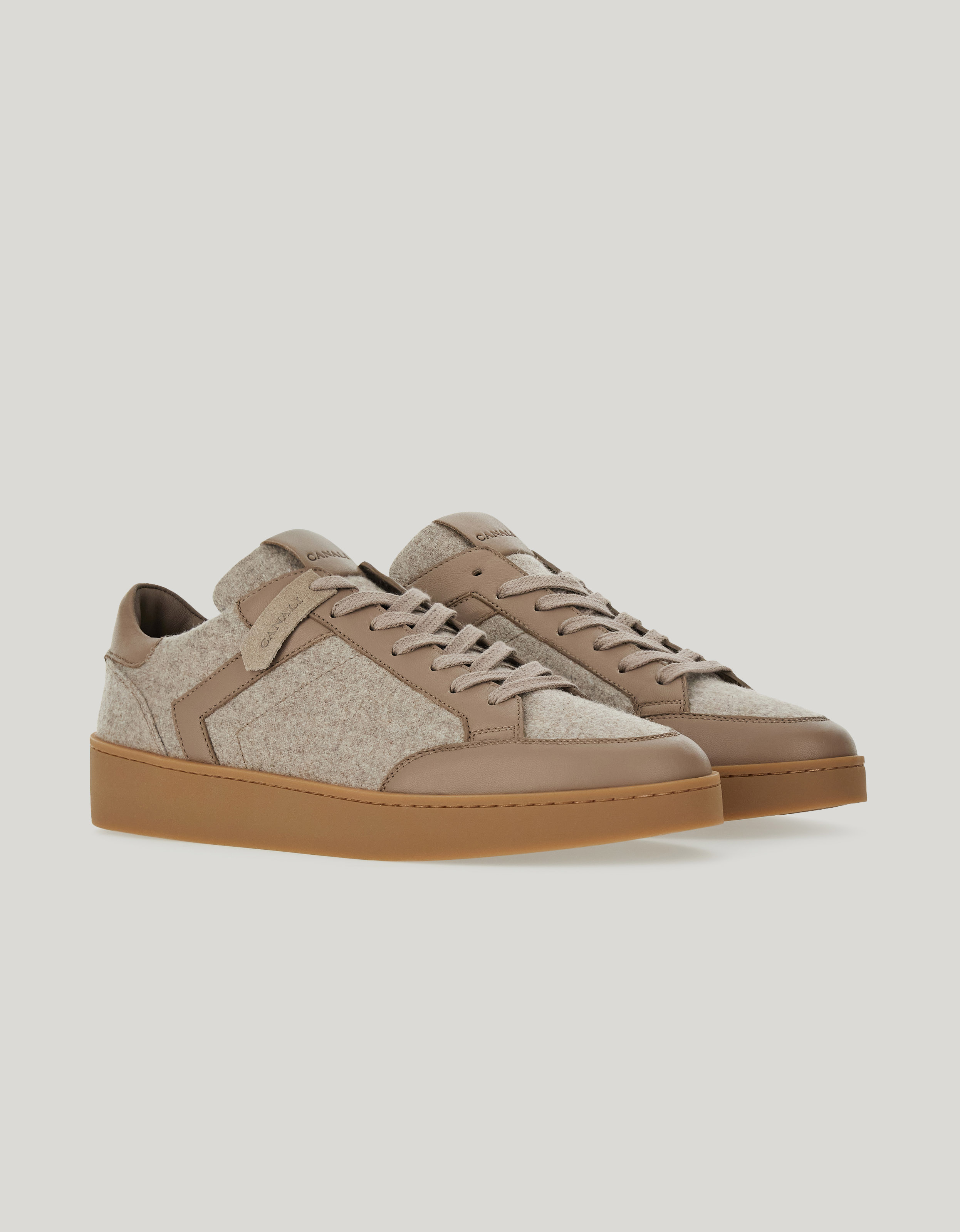 Canali Nuvola wool and sheepskin sneakers derby with rubber sole 