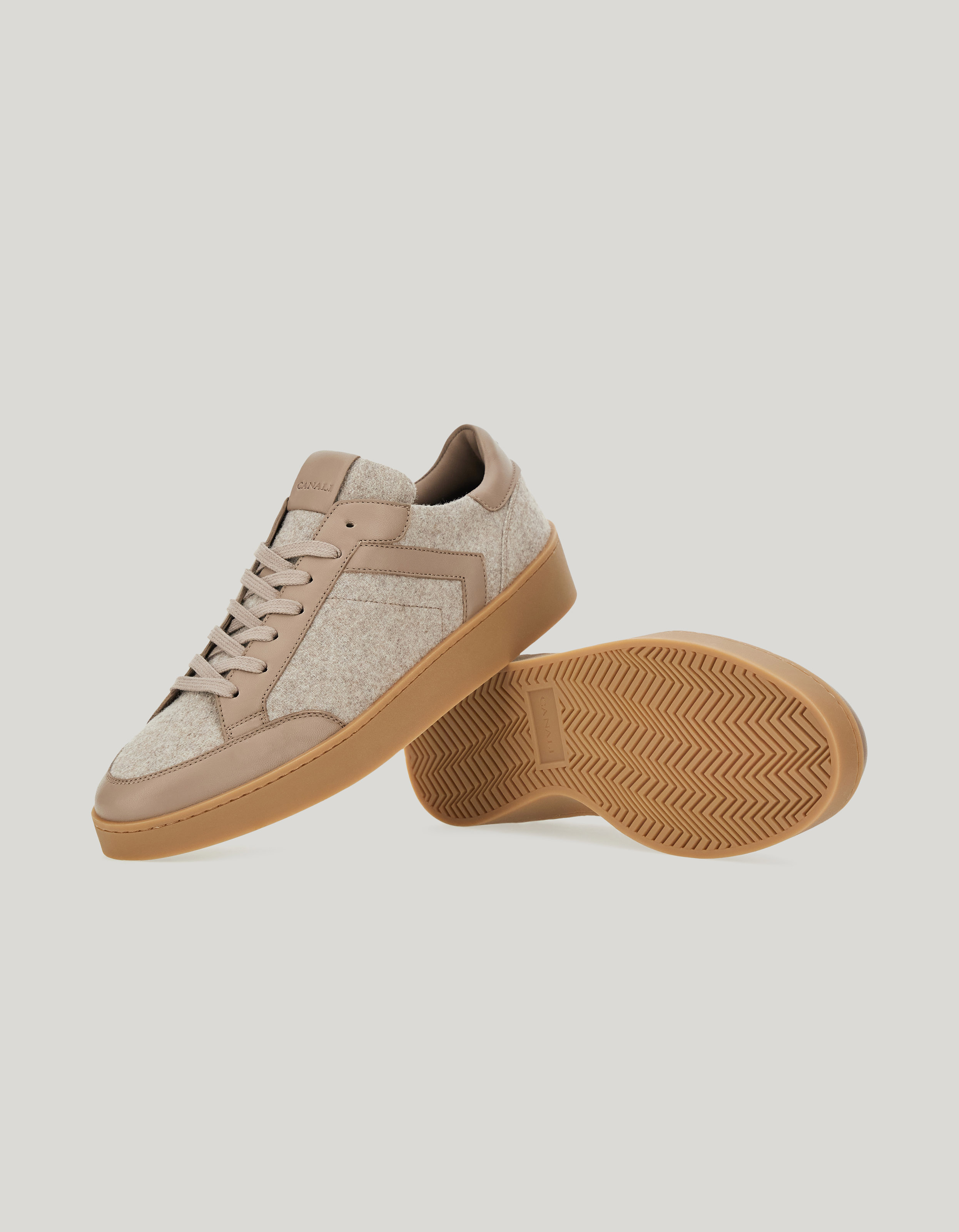 Canali Nuvola wool and sheepskin sneakers derby with rubber sole