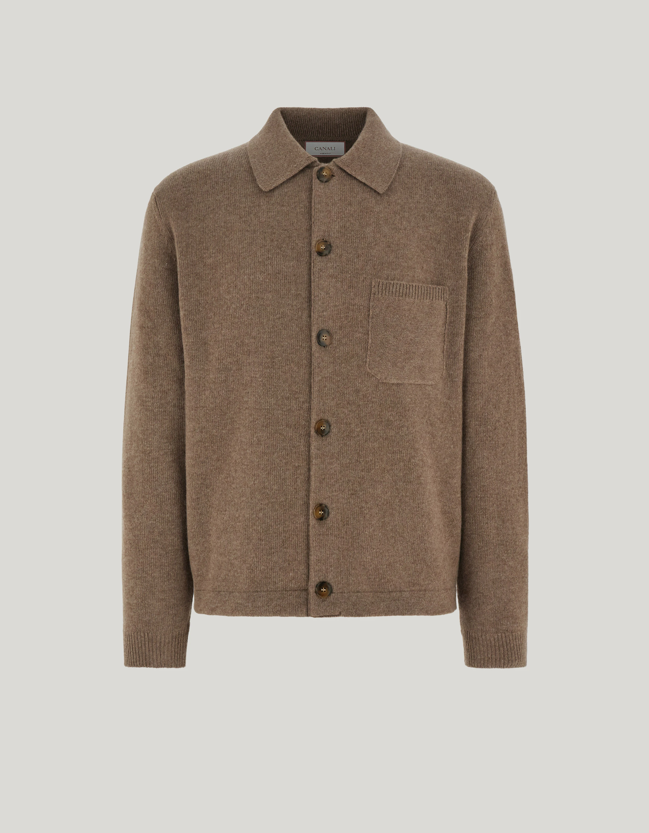 Hazelnut wool-cashmere overshirt 