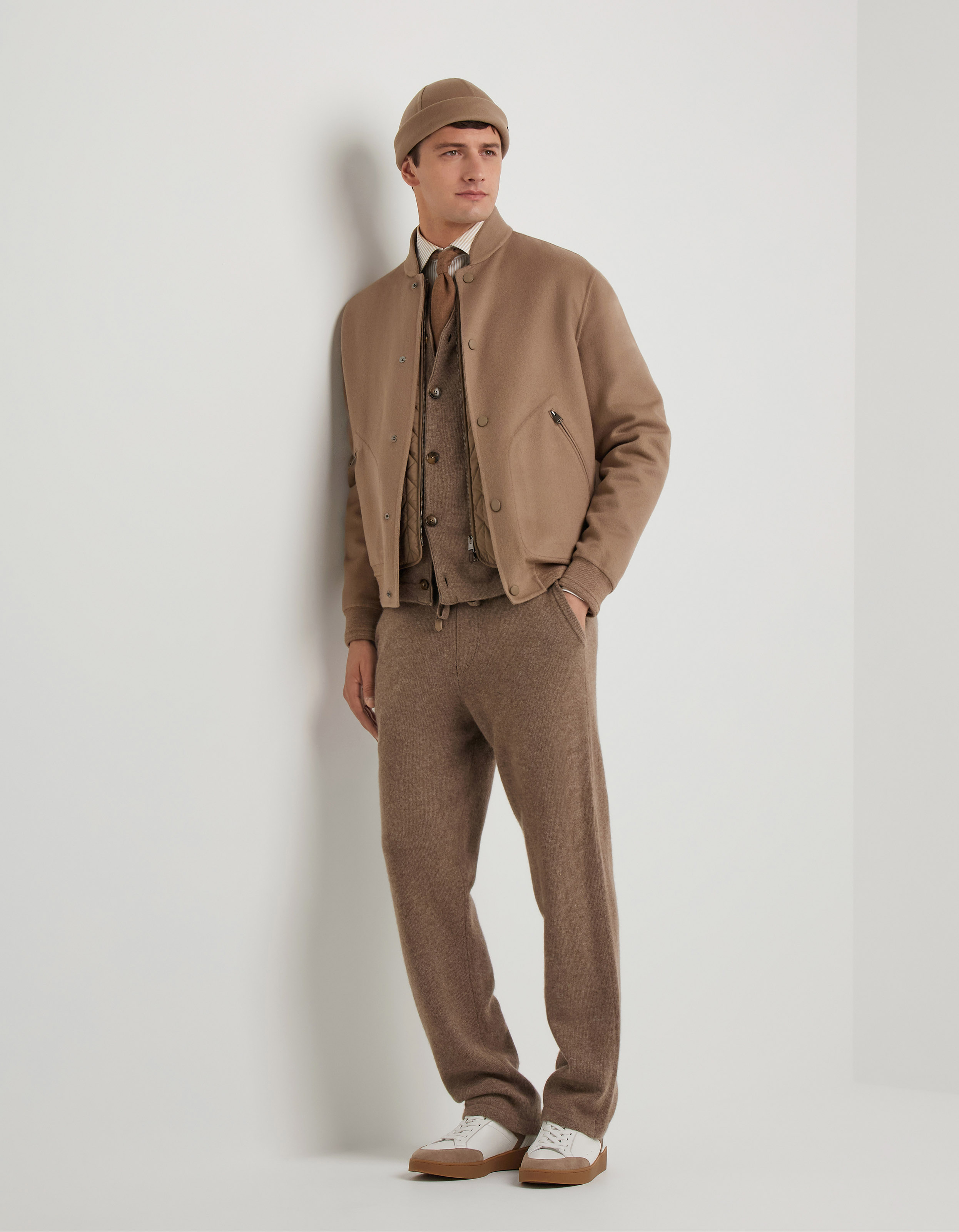 Hazelnut wool-cashmere overshirt