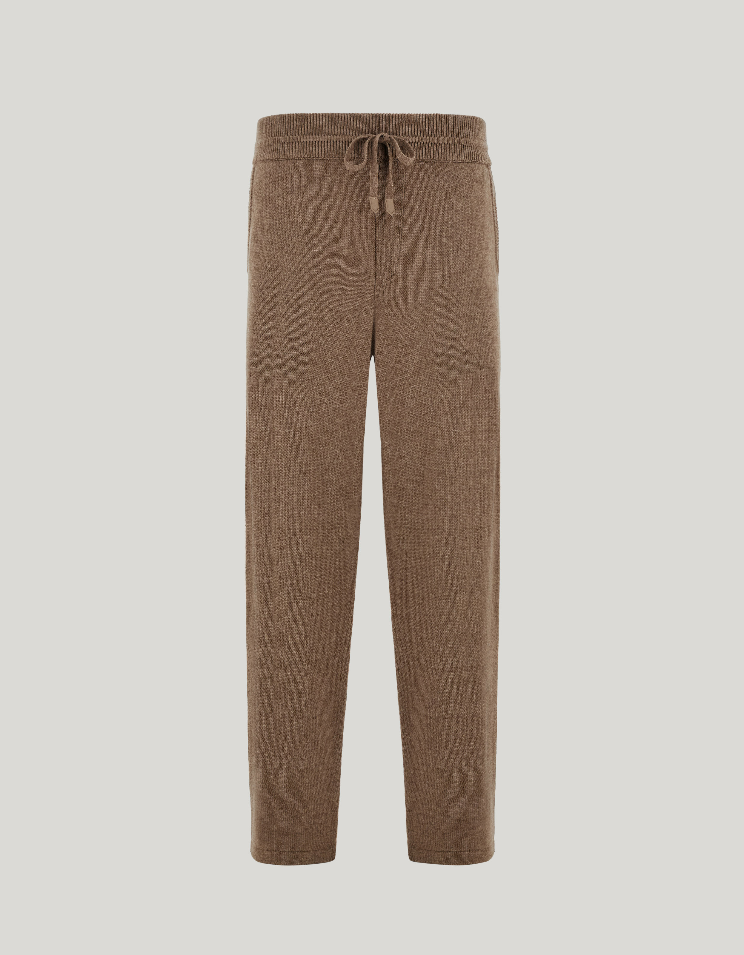Hazelnut straight-bottom pants in wool-cashmere 