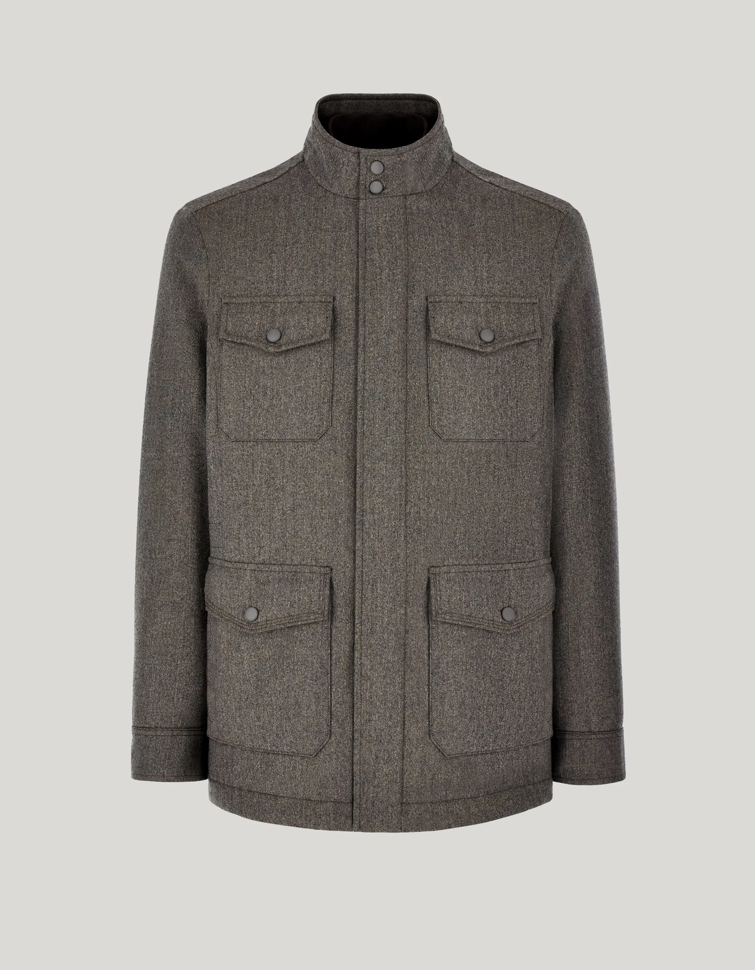 Impeccabile walnut-colored flannel field jacket 
