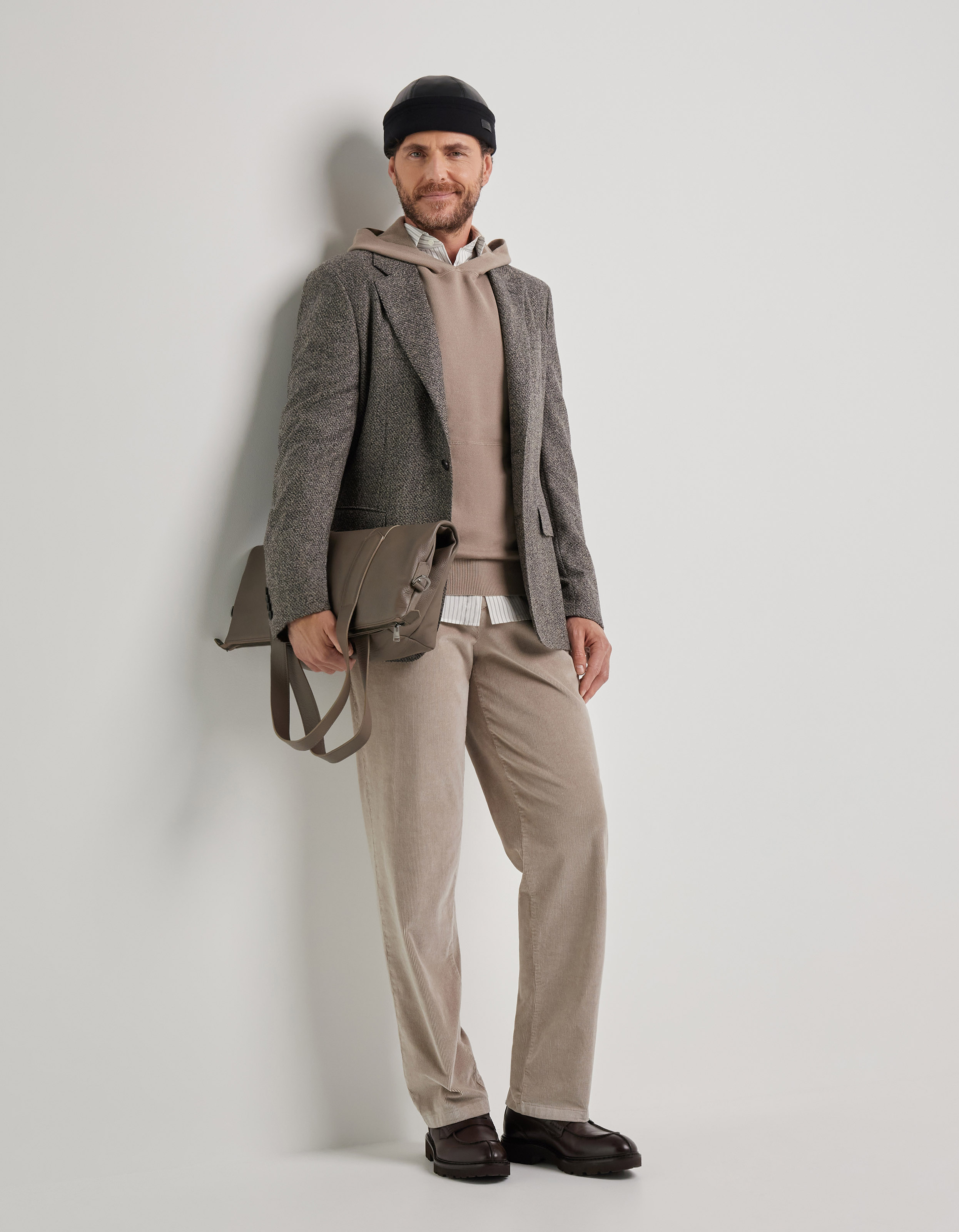 Hazelnut comfort soft touch corduroy chinos with two darts