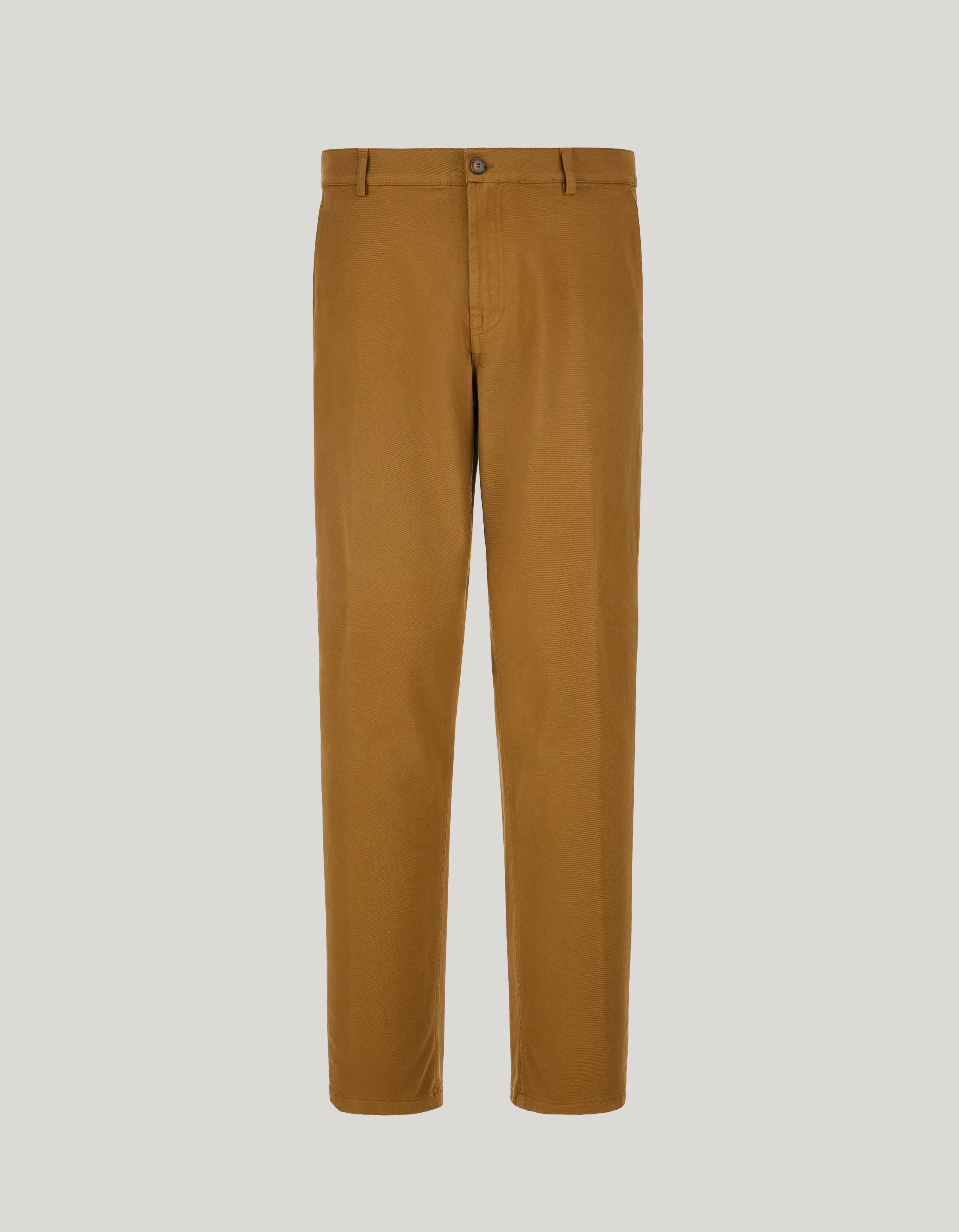 Garment-dyed khaki comfort cotton twill chinos 