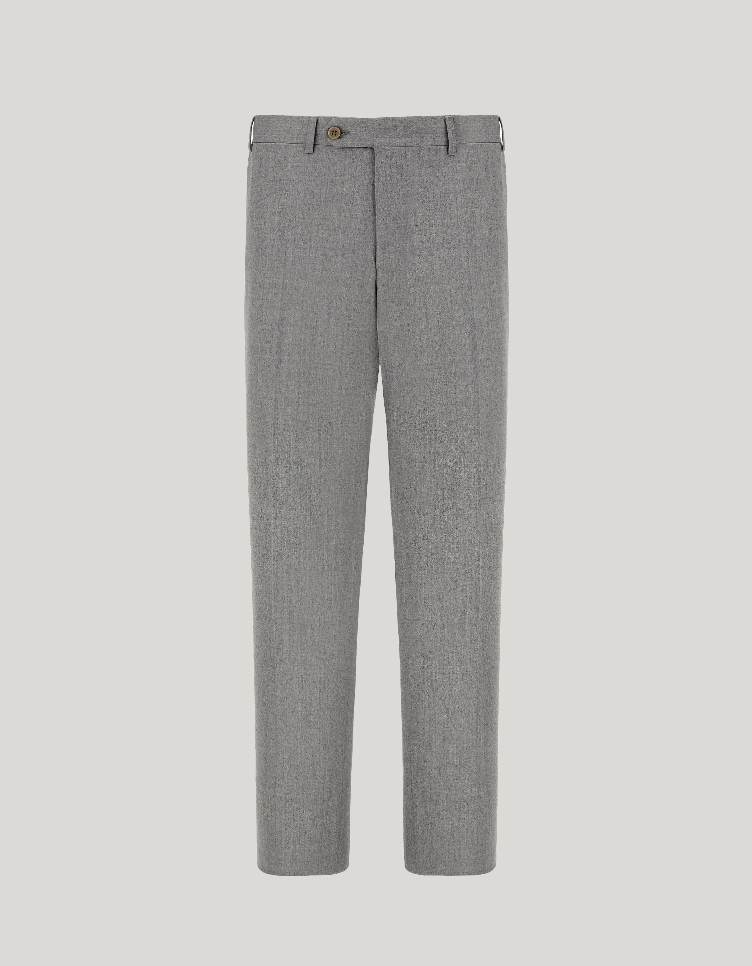 Light grey high-waist flat-front trousers in wool 