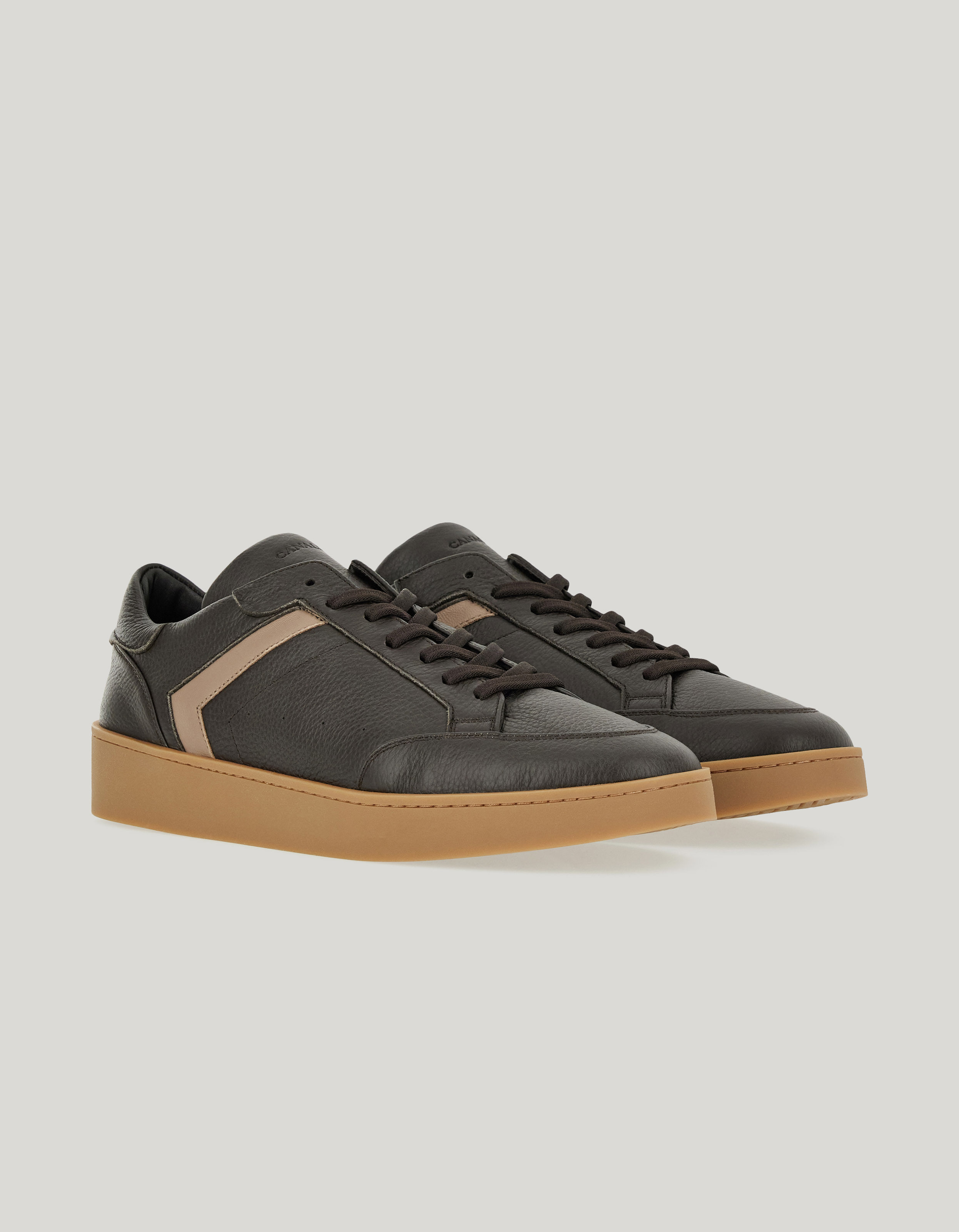 Canali Nuvola sneakers derby in deerskin and sheepskin with rubber sole brown 