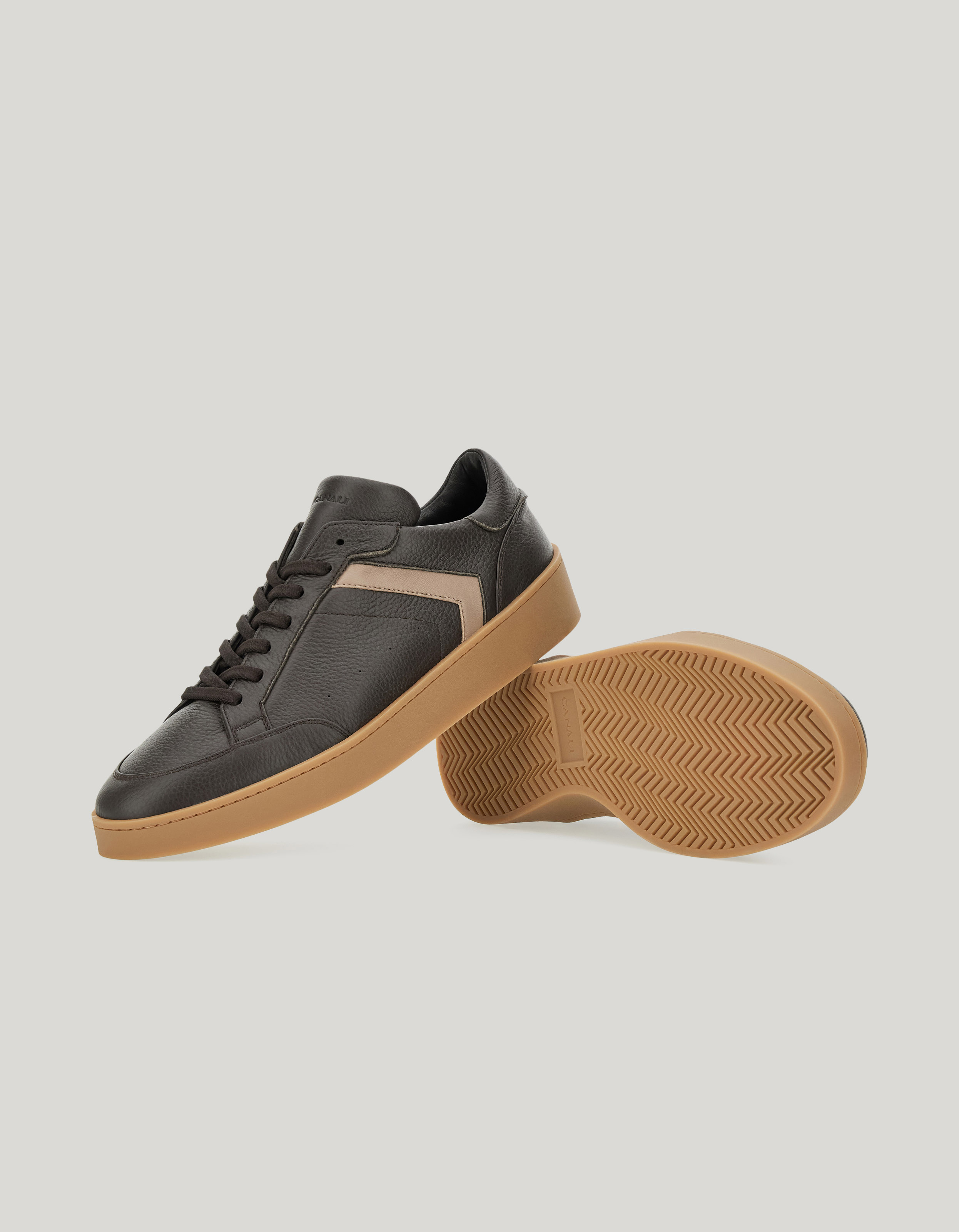 Canali Nuvola sneakers derby in deerskin and sheepskin with rubber sole brown