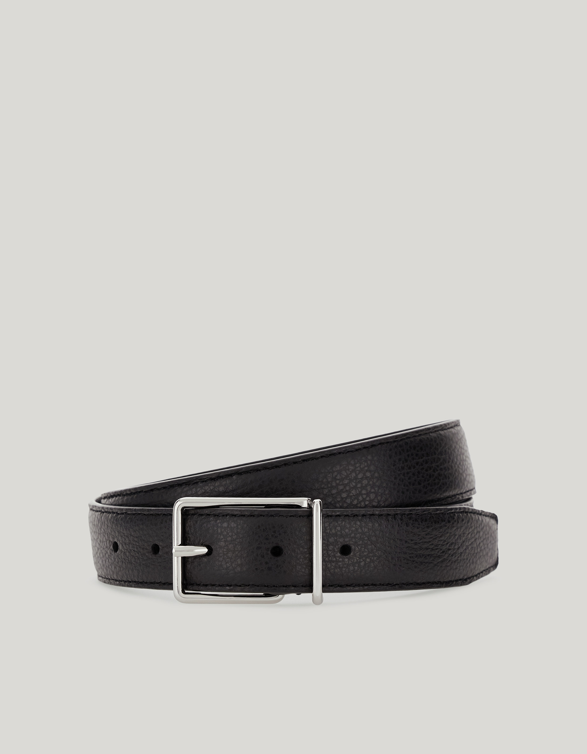 Black smooth calfskin belt with squared buckle 