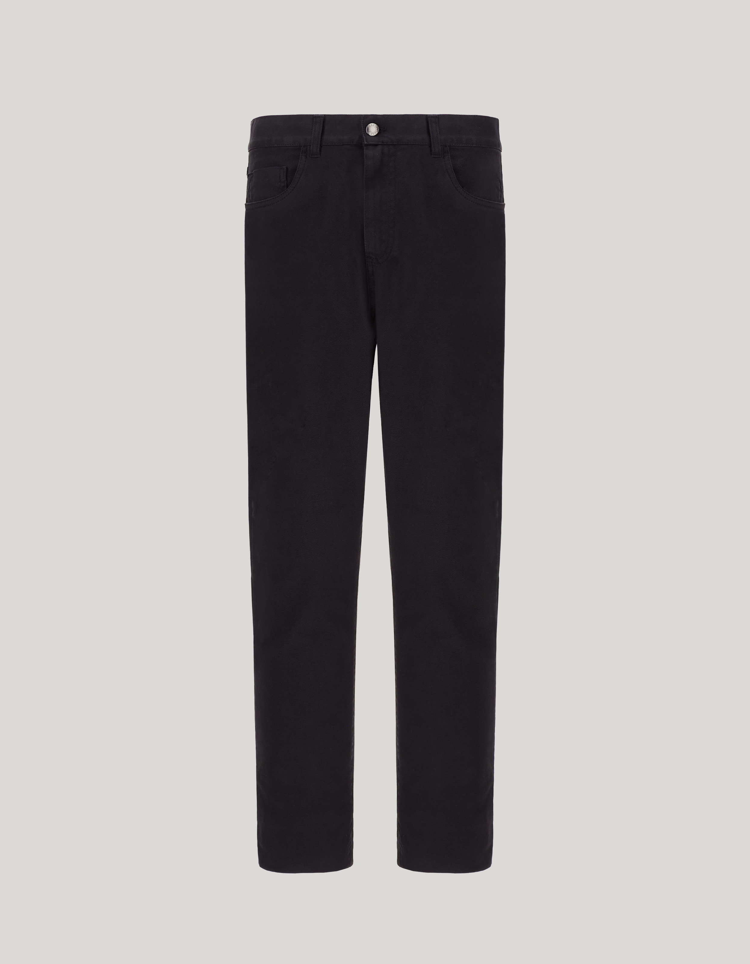 Black regular-fit five-pocket pants in cotton twill 