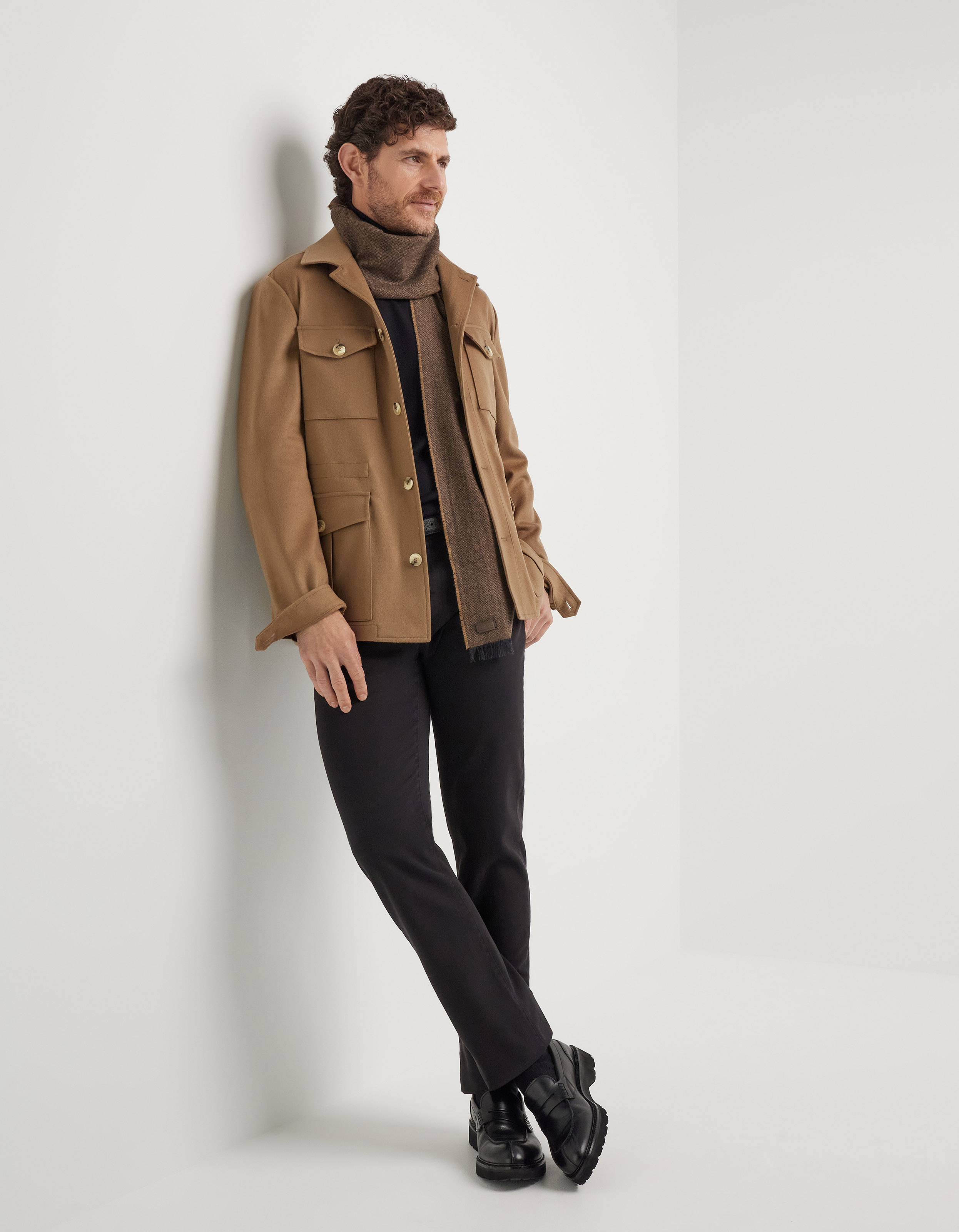Black regular-fit five-pocket pants in cotton twill