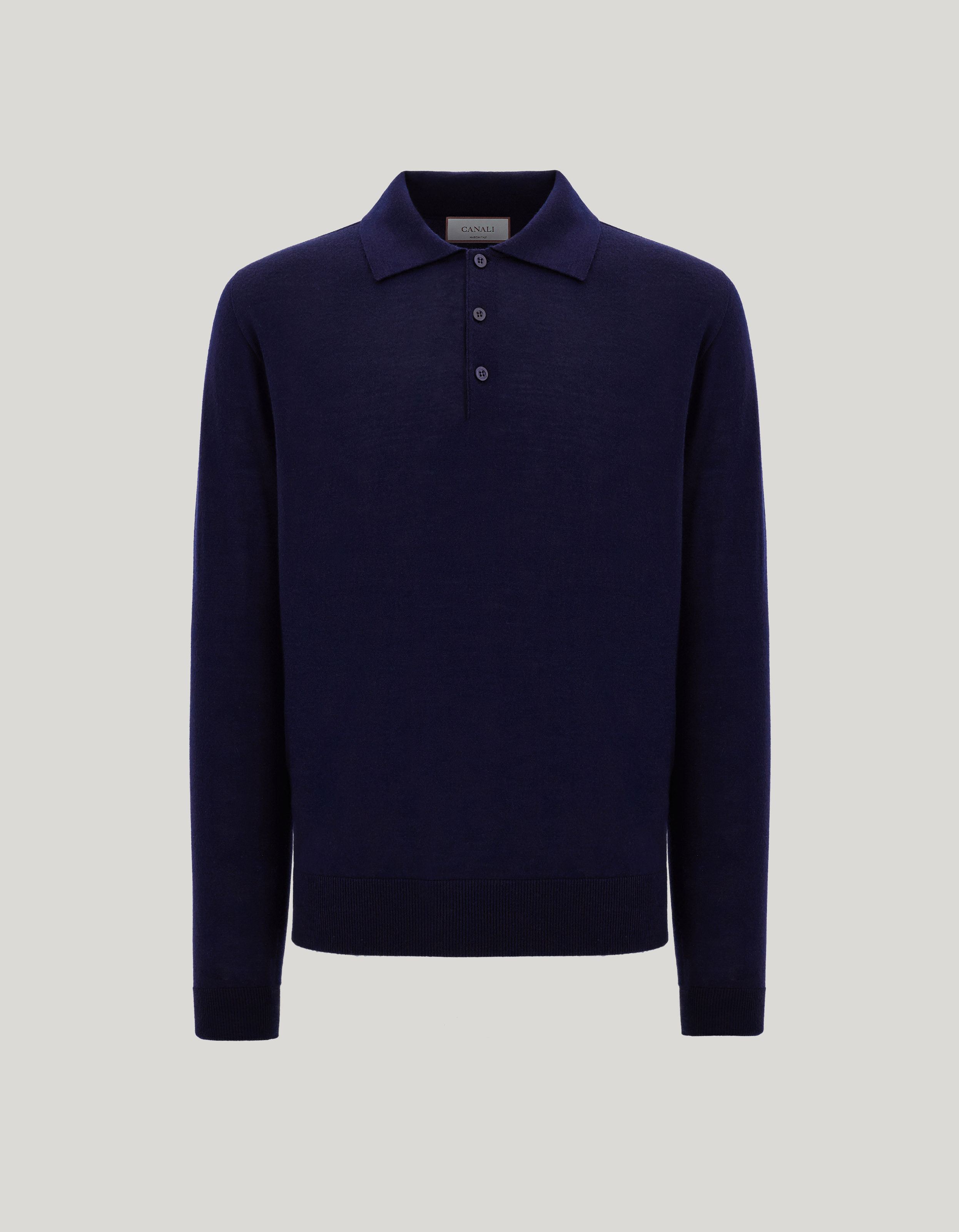 Canali Nuvola Seamless Navy Polo in Extra-Fine Merino Wool 
