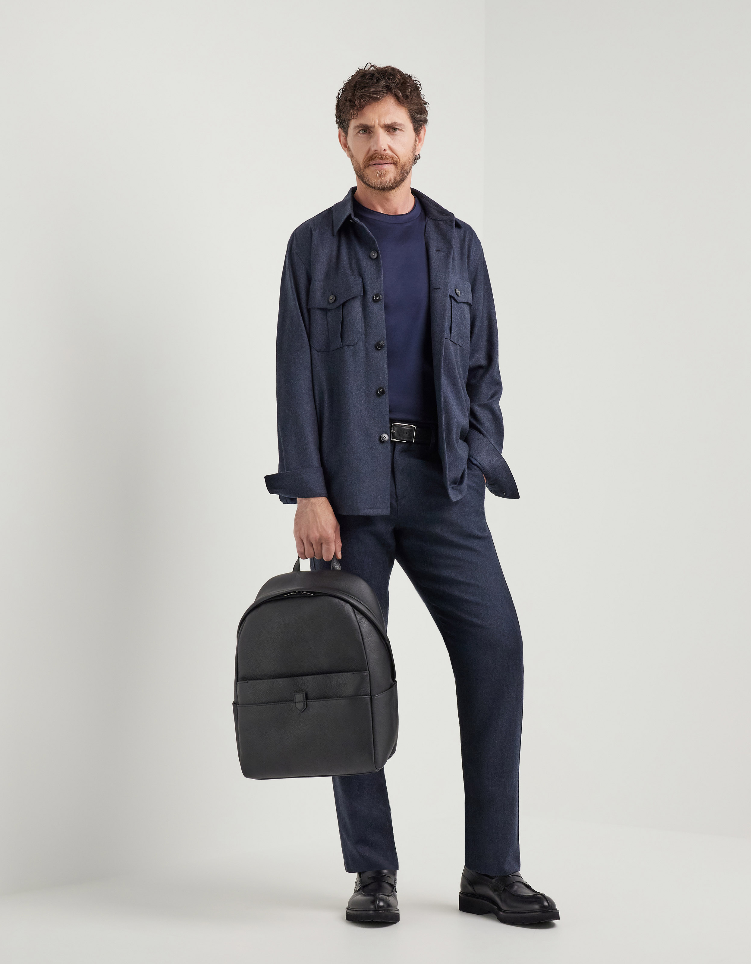 Blue pure wool shirt jacket - Impeccabile