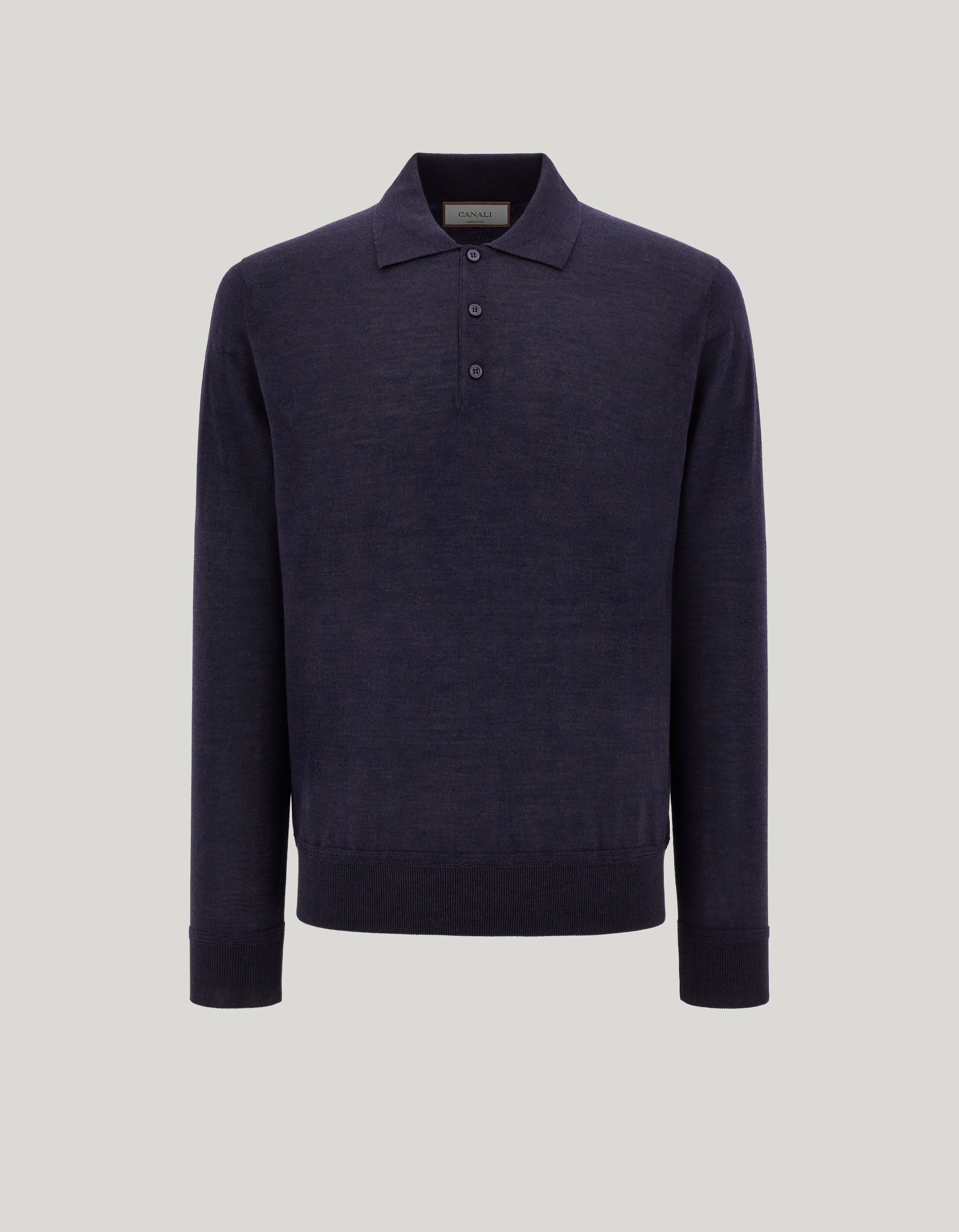 Dark Navy Polo in Wool-Silk-Cashmere Blend 