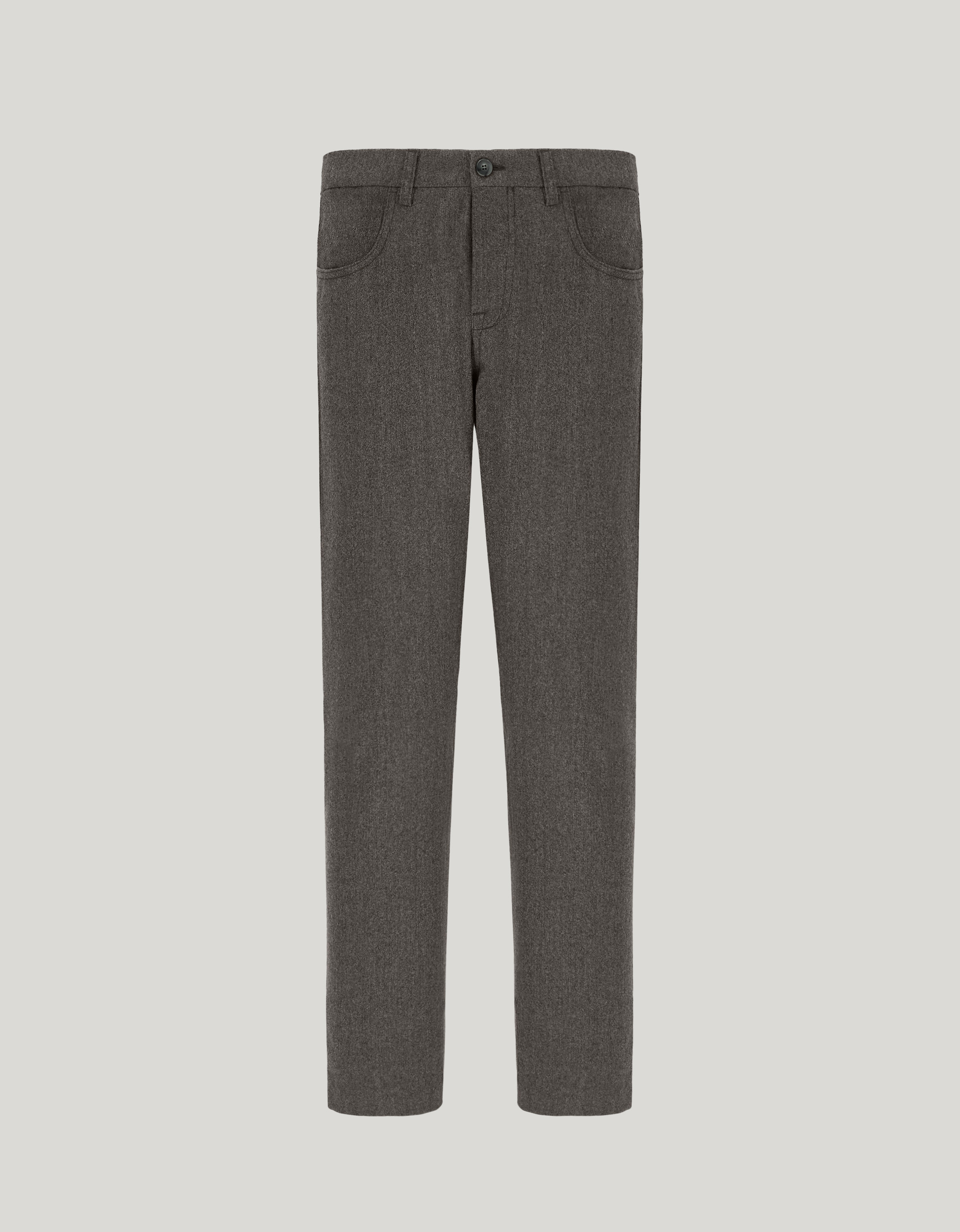 Taupe Five-Pocket Pants in Impeccabile Wool Flannel 