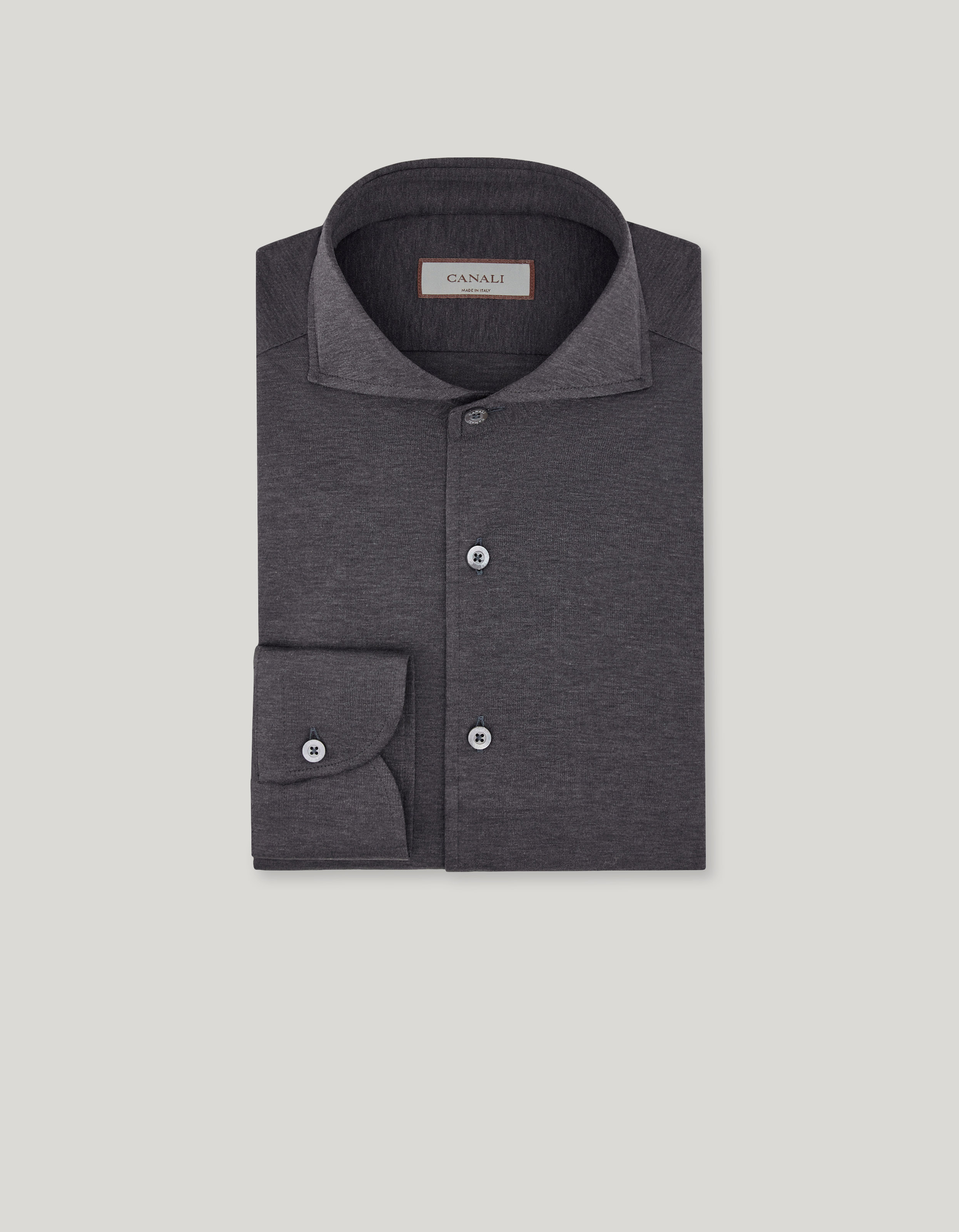 Regular-fit shirt in grey cotton jersey 