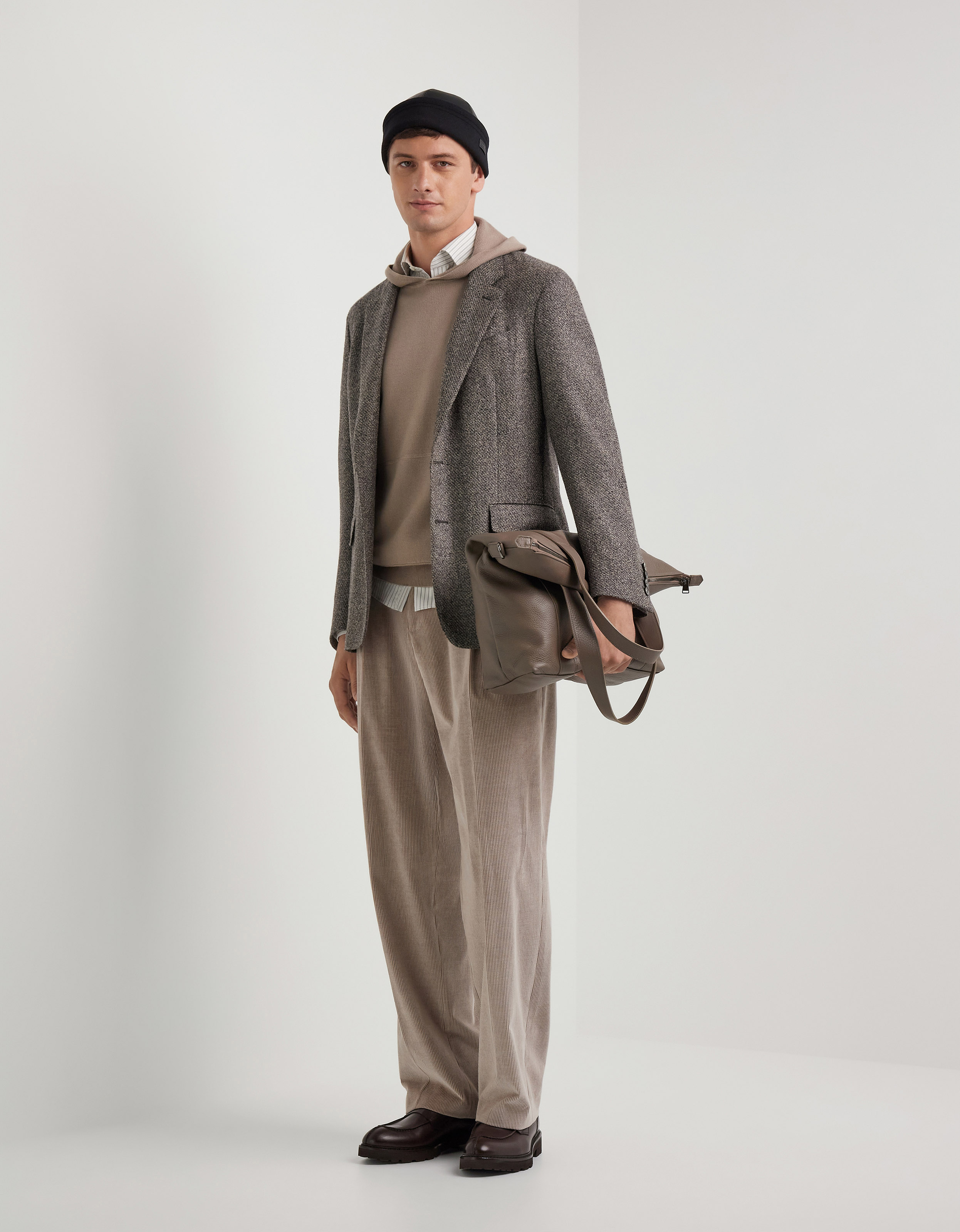 Beige and grey wool blend jacket