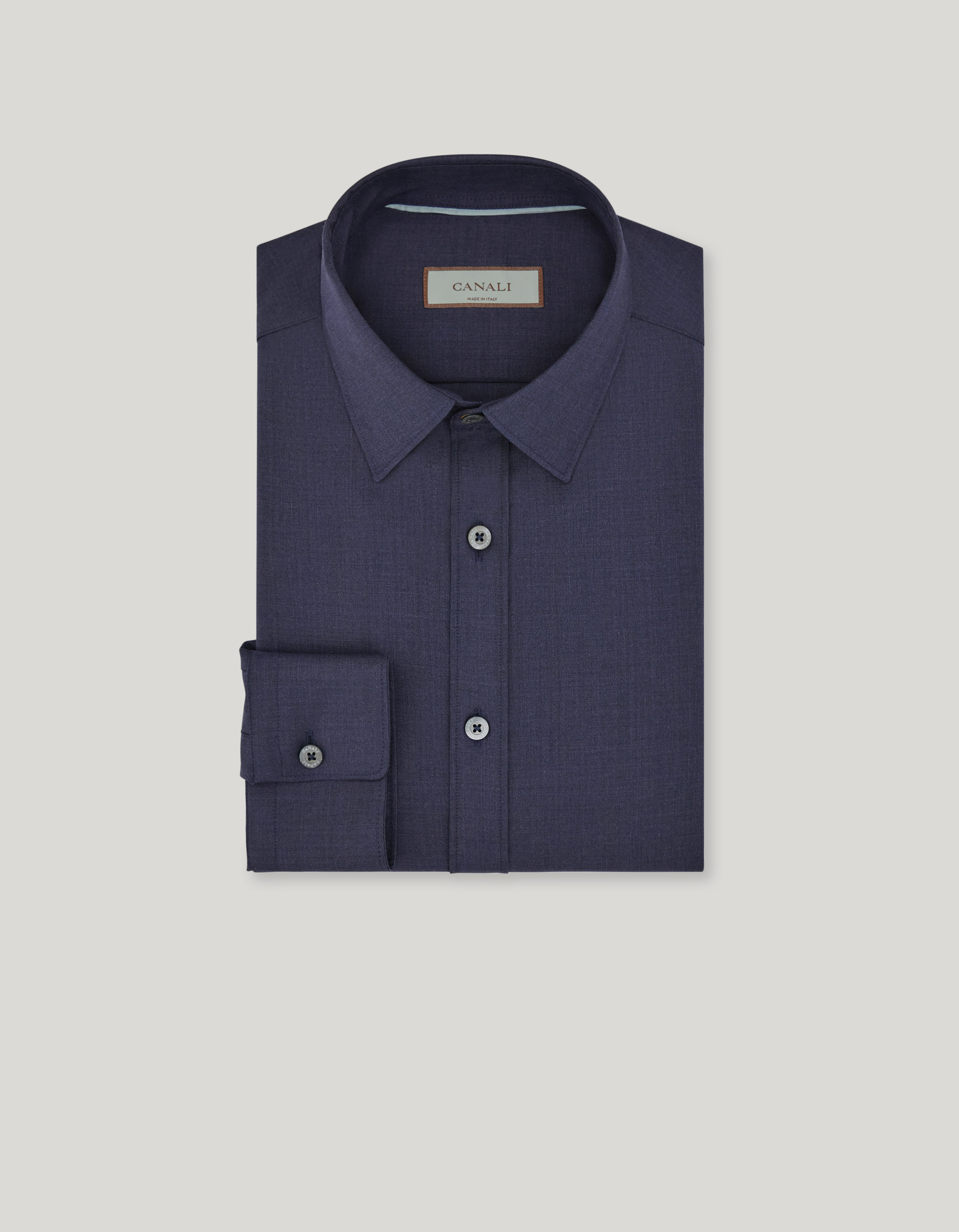 Casual regular fit Impeccabile navy blue wool shirt 