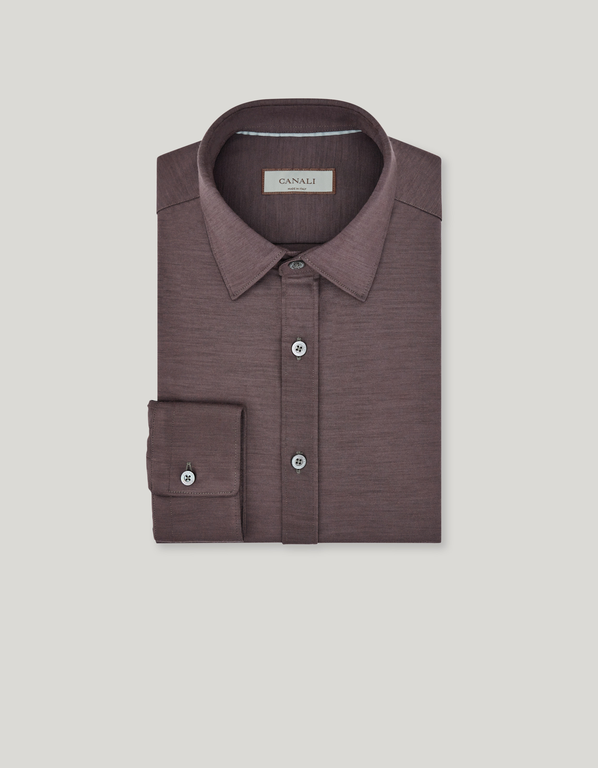 Impeccabile casual regular fit shirt in dark gray wool jersey 