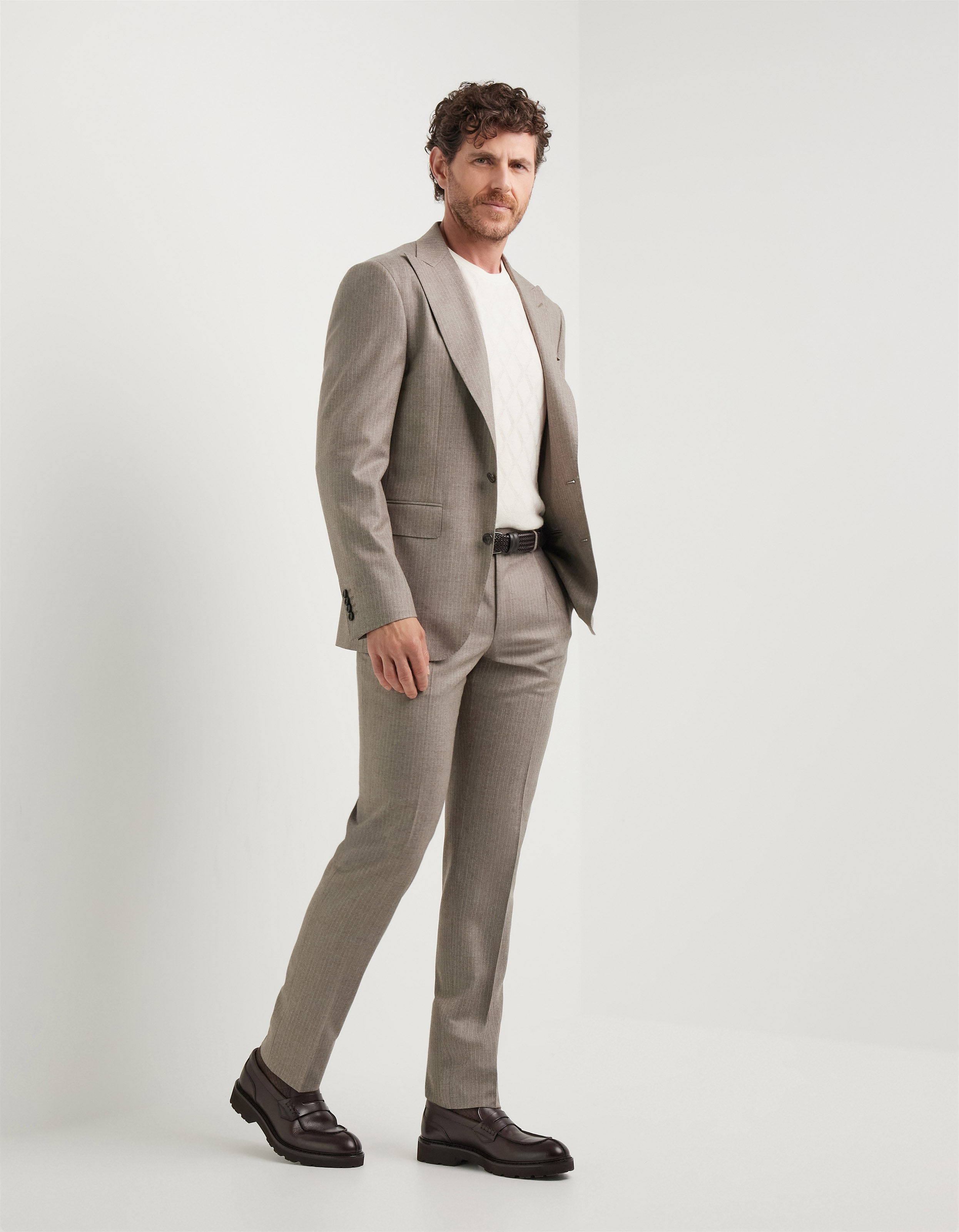 Beige pure wool suit