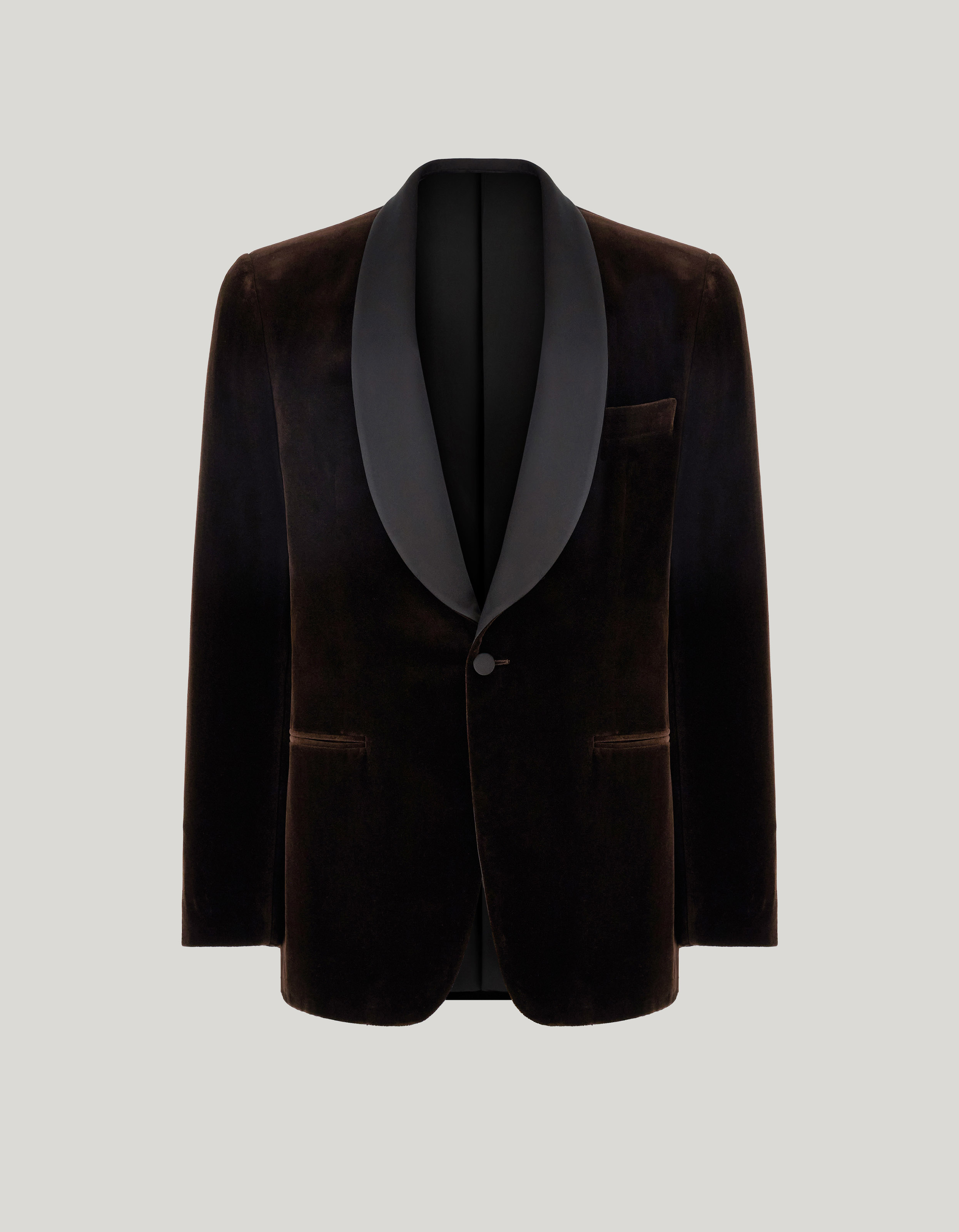 Brown cotton velvet tuxedo jacket 