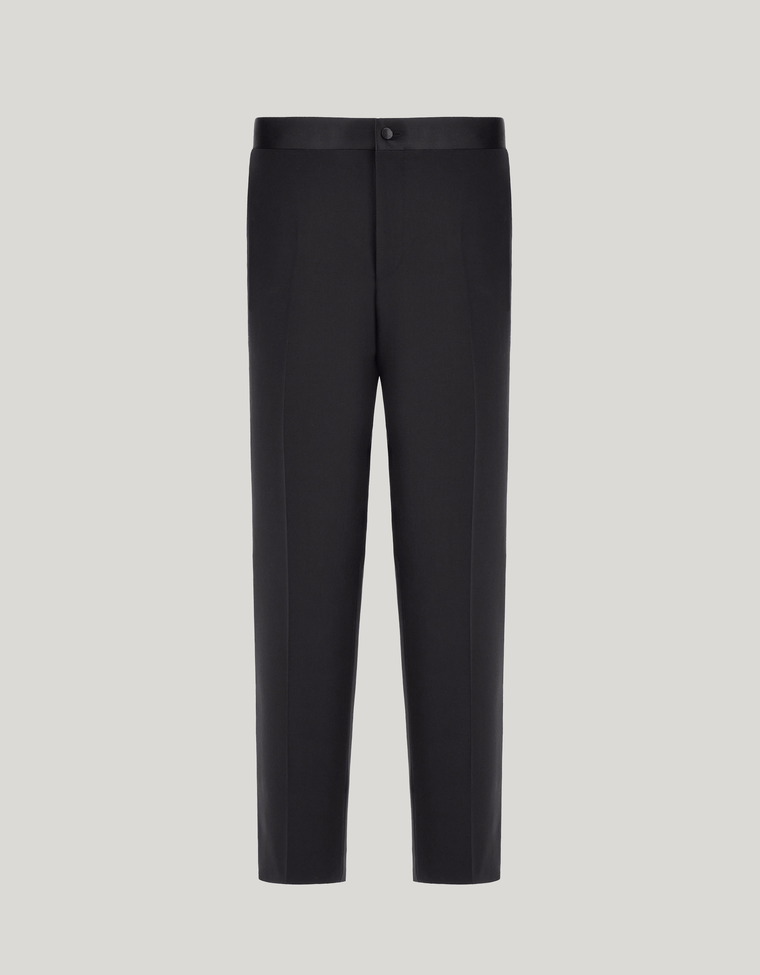 Black trousers in pure wool with satin side stripe 