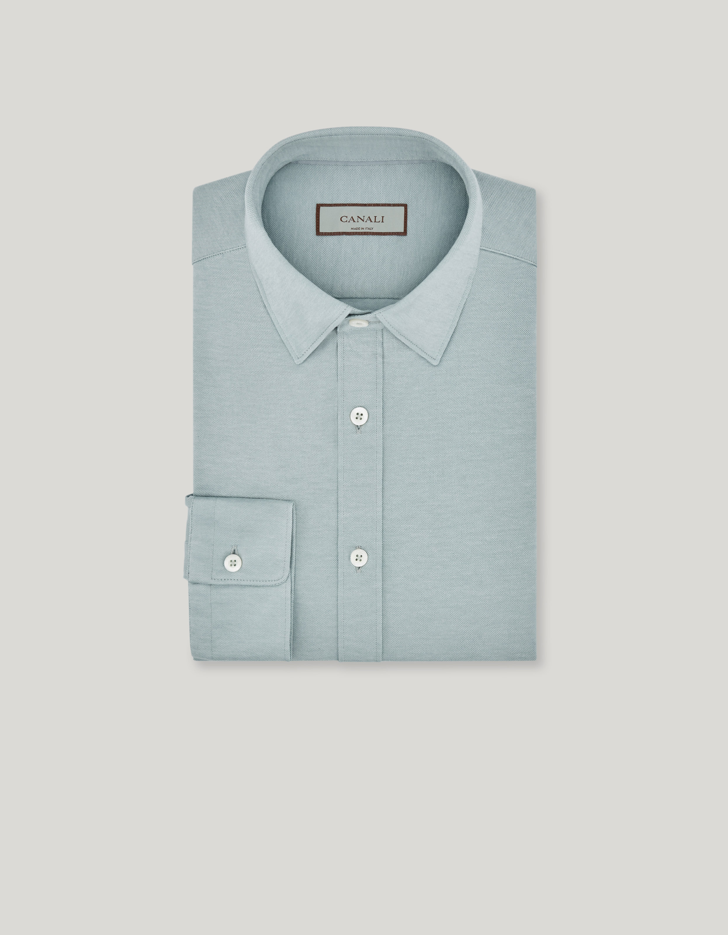 Casual regular fit shirt in Brianza green jersey 