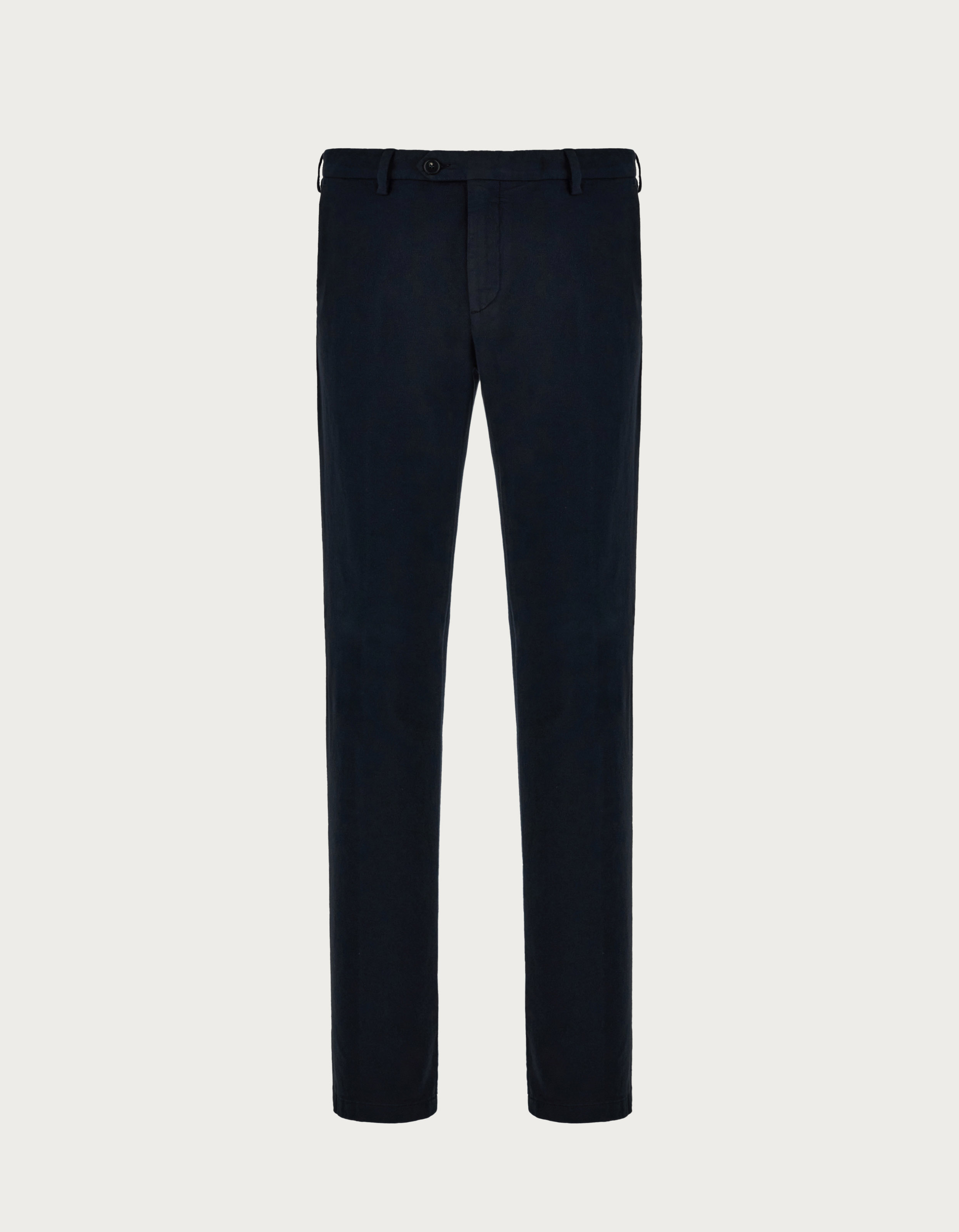 Chinos in blue-black garment-dyed cashmere gabardine 