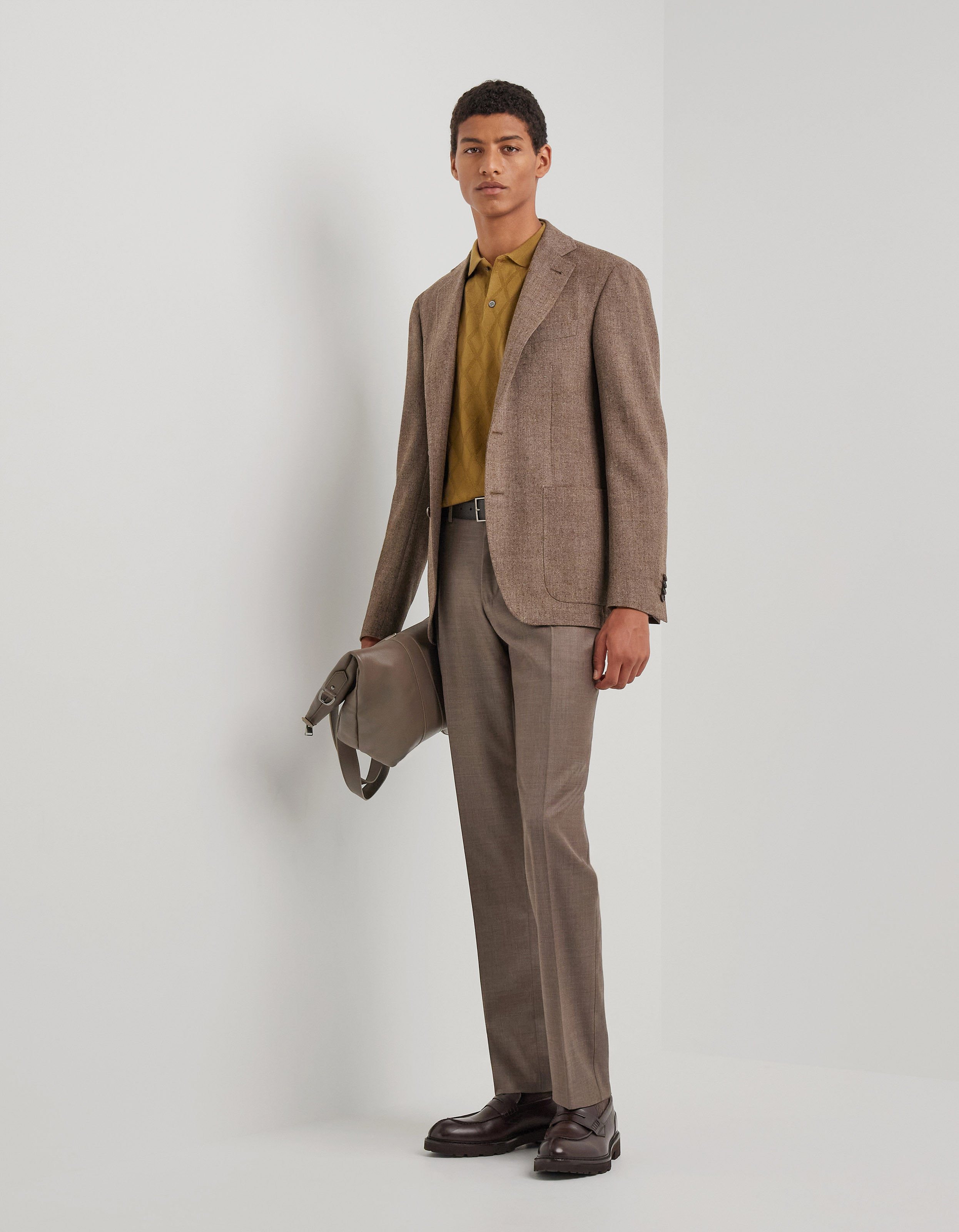 Brown Kei modern-fit jacket in pure wool