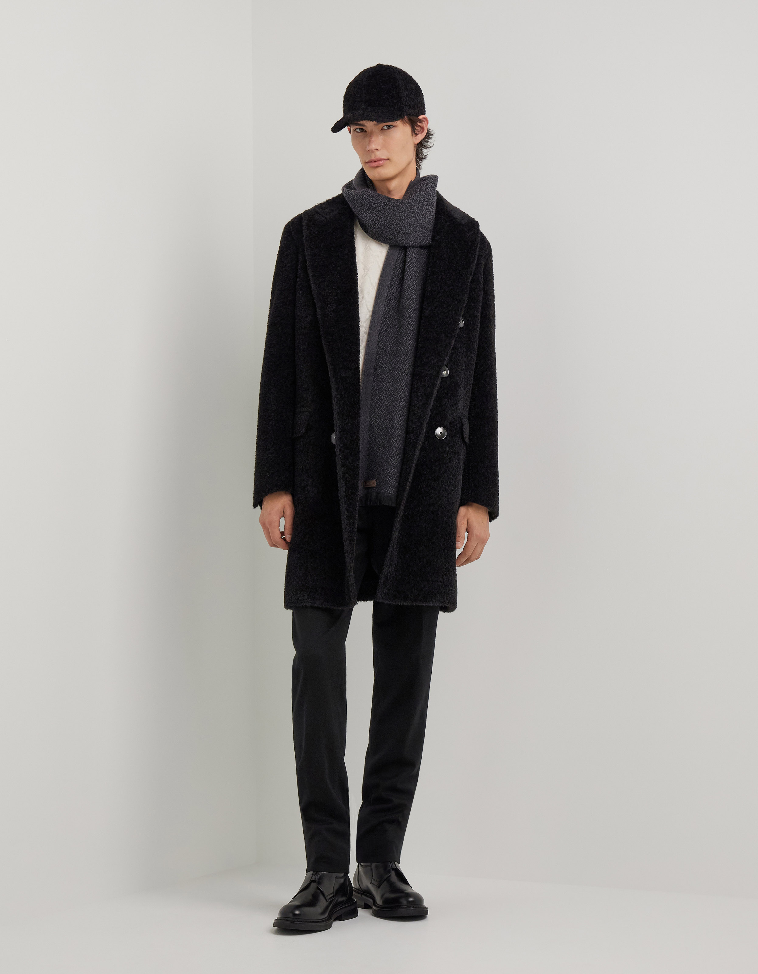 Black alpaca wool coat