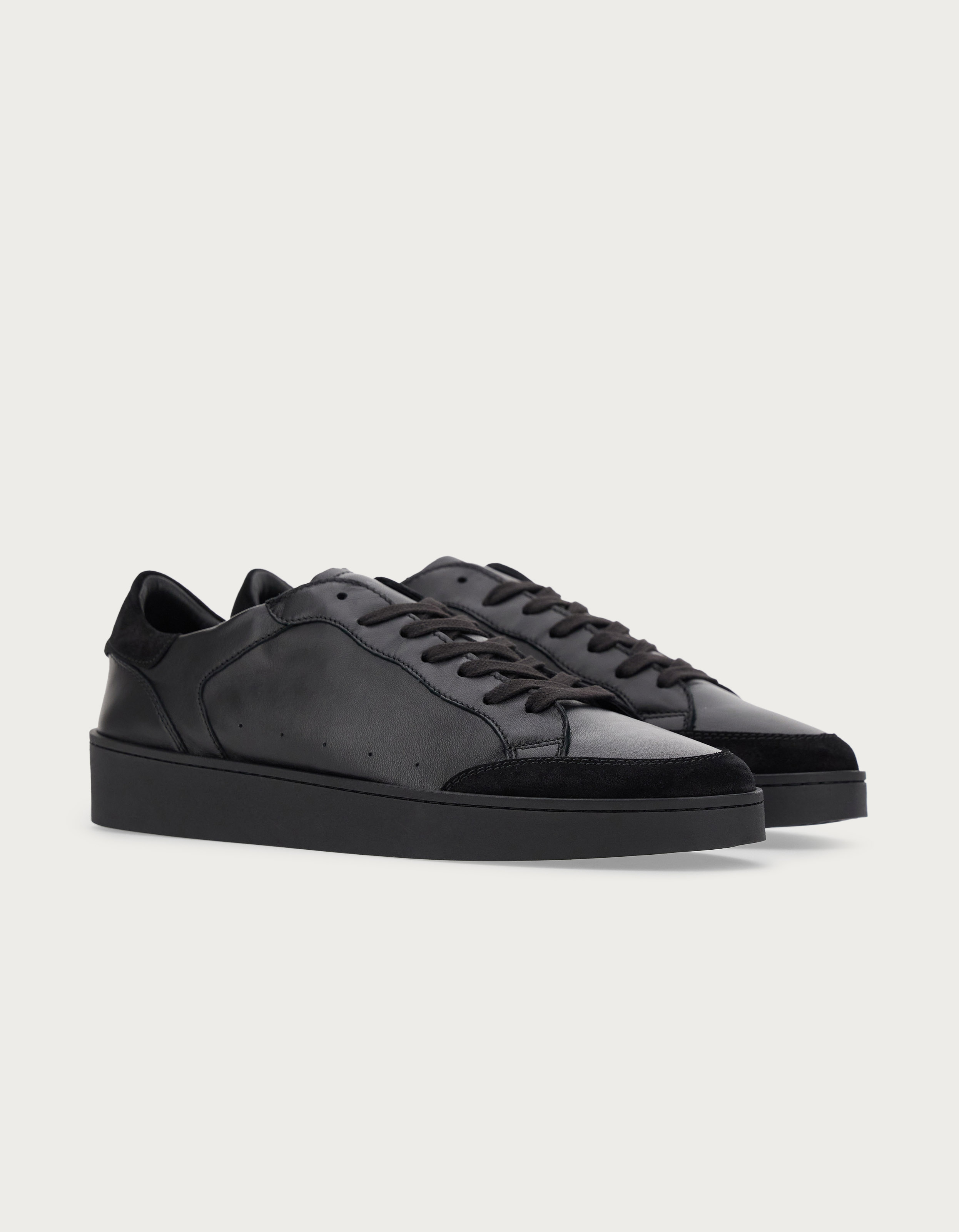 Canali Nuvola black leather and suede sneakers 