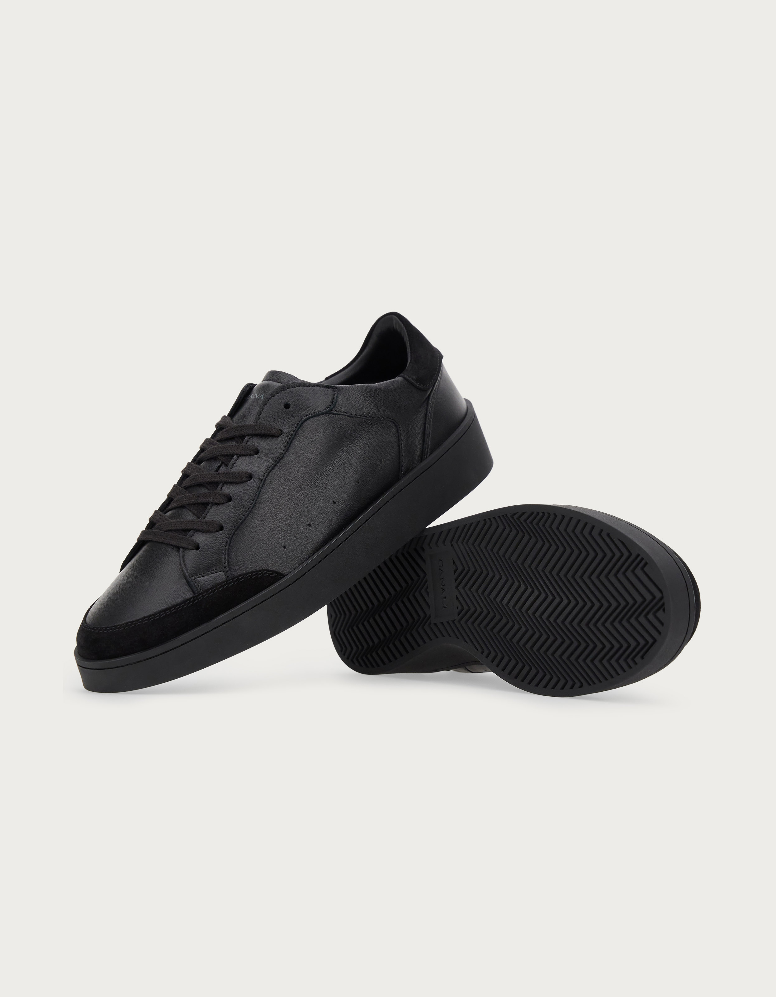 Canali Nuvola black leather and suede sneakers