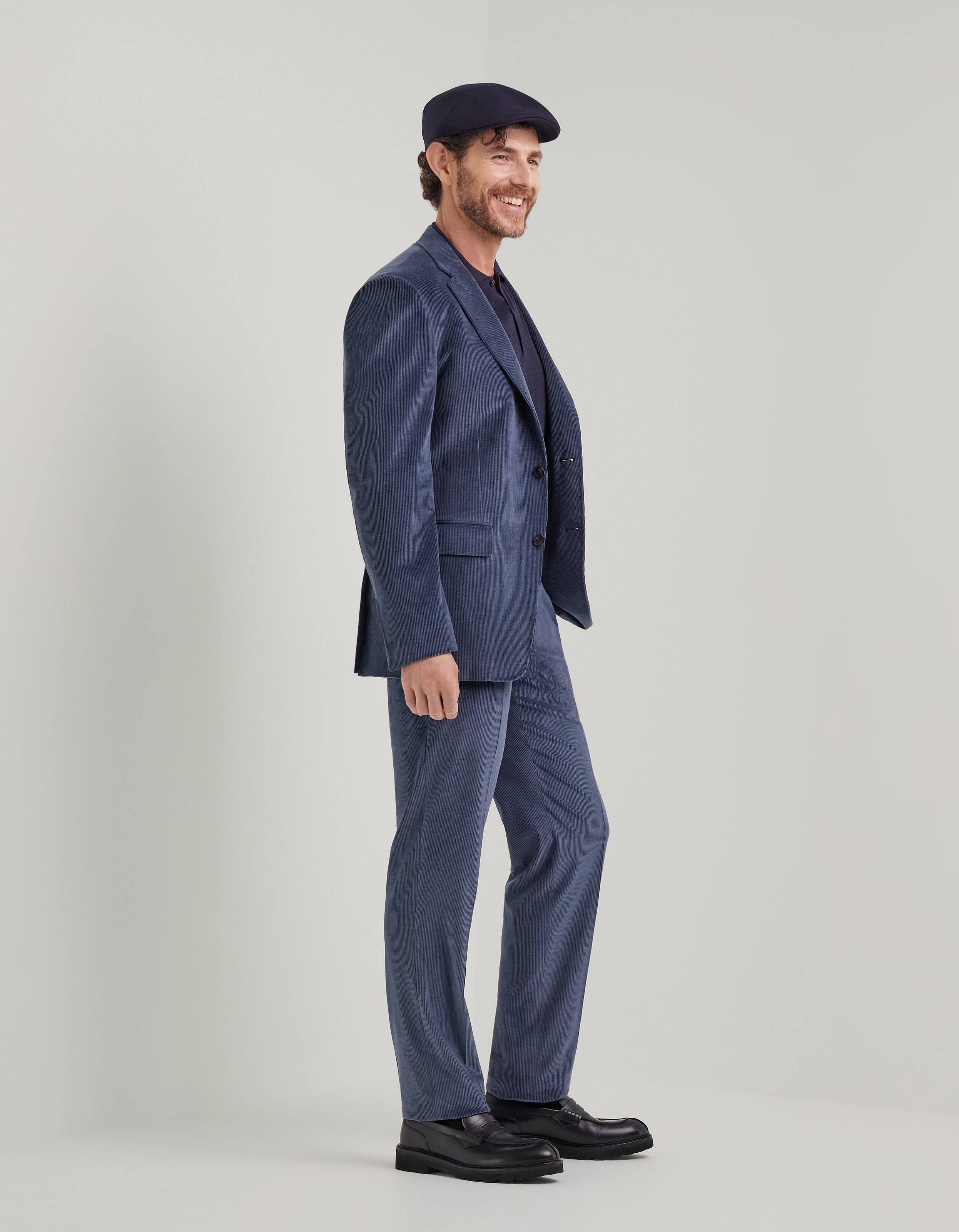 Blue Exclusive trousers in stretch cotton and cashmere velvet