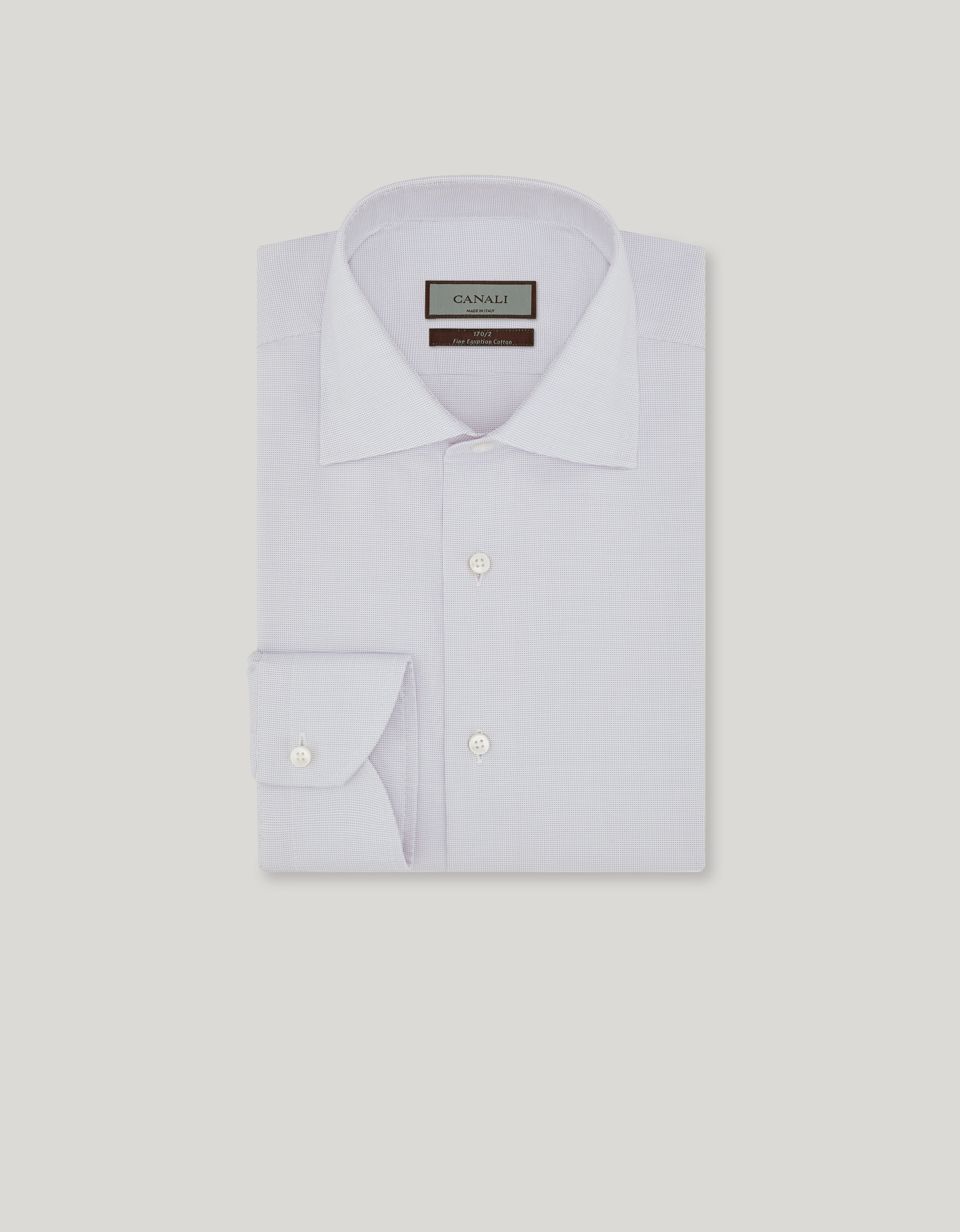 Light blue shirt in micro-patterned cotton with mother-of-pearl buttons 